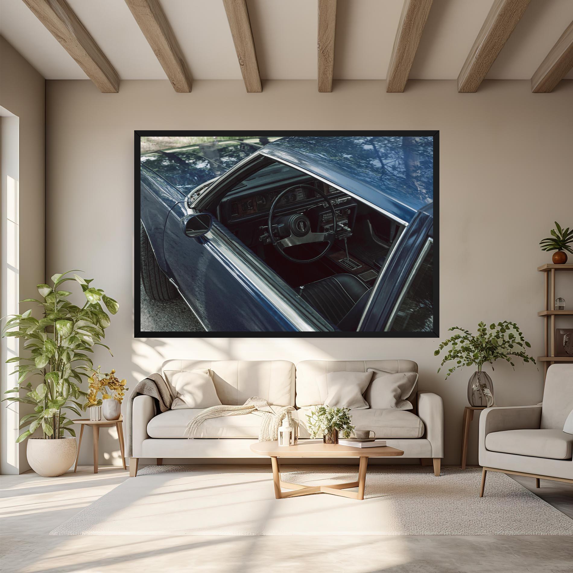 Картина на платно Old Blue Car mockup 6