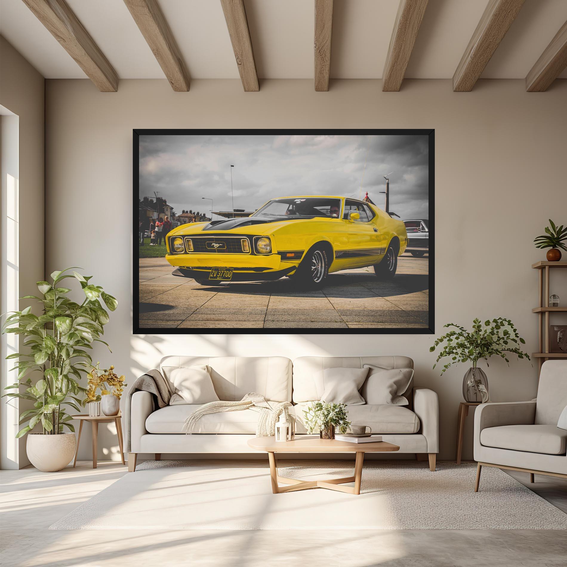 Картина на платно Vintage Yellow Car mockup 6