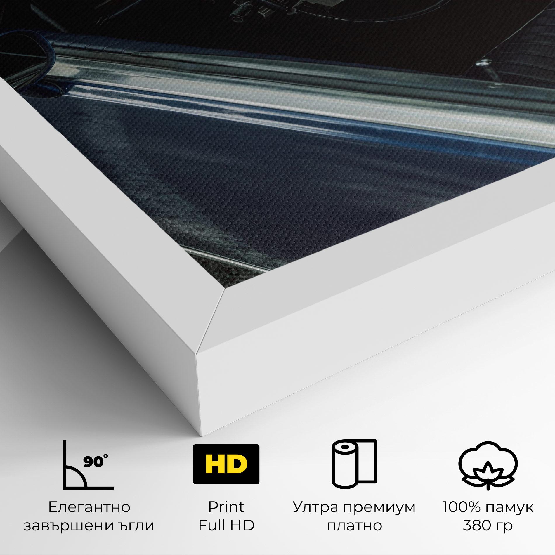 Картина на платно Old Blue Car mockup 4