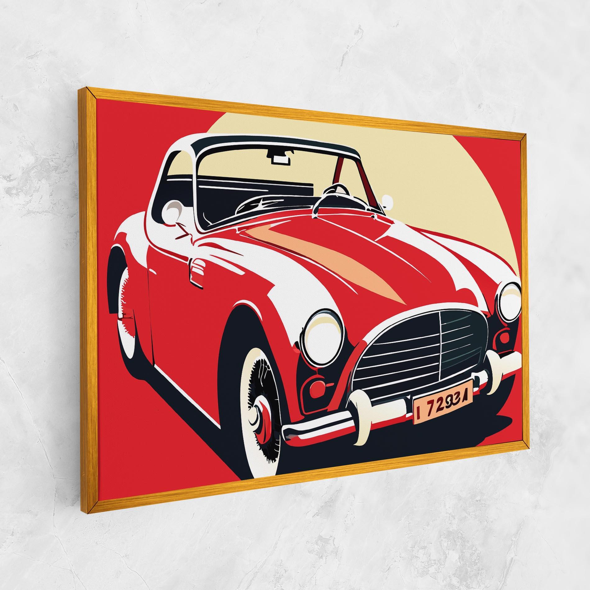 Картина на платно Red Vintage Car mockup 1