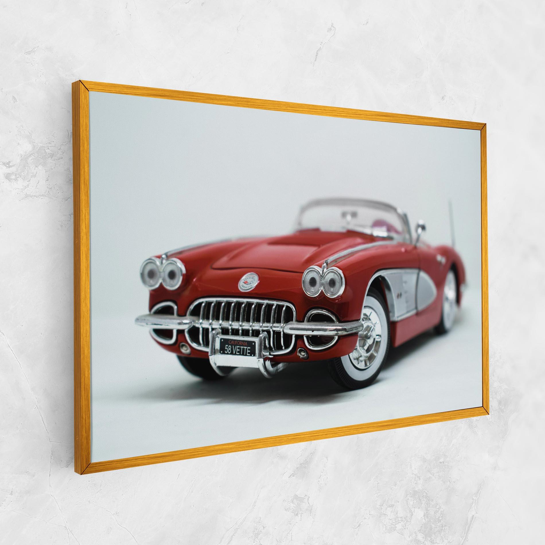 Картина на платно Vintage Red Car mockup 1