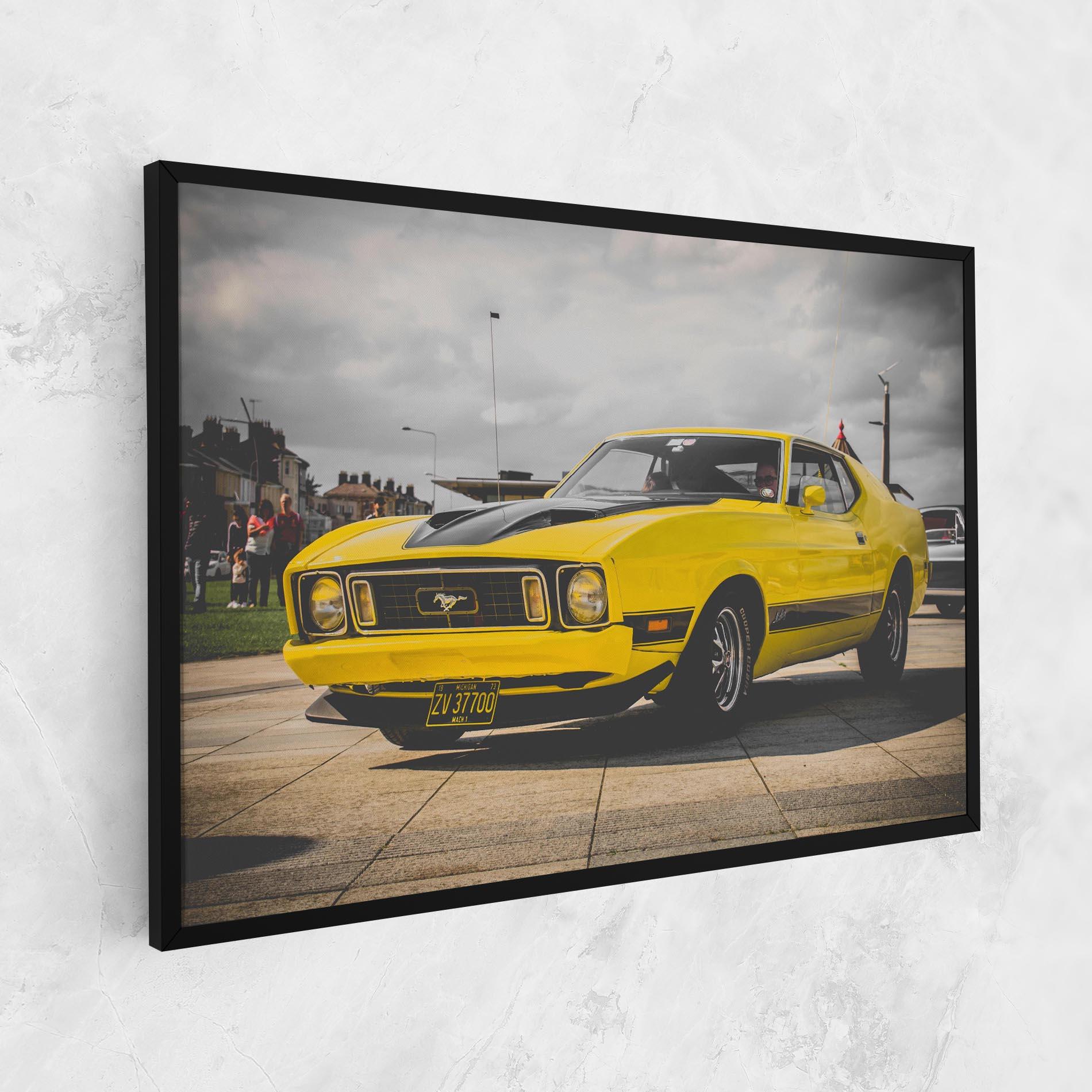 Картина на платно Vintage Yellow Car mockup 1