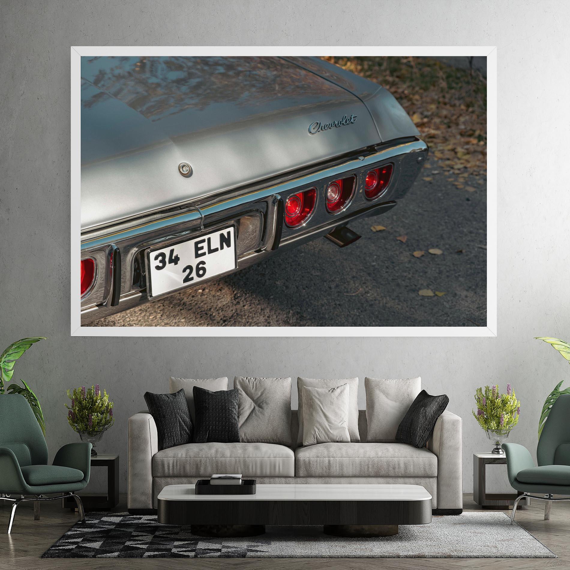 Картина на платно Old Grey Car mockup 7