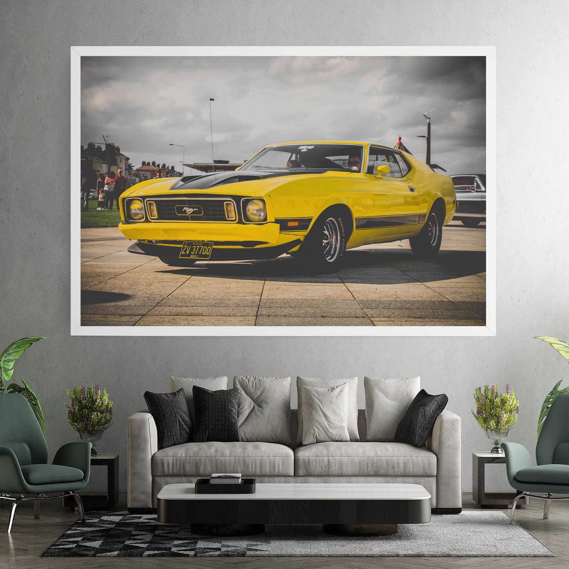 Картина на платно Vintage Yellow Car mockup 7