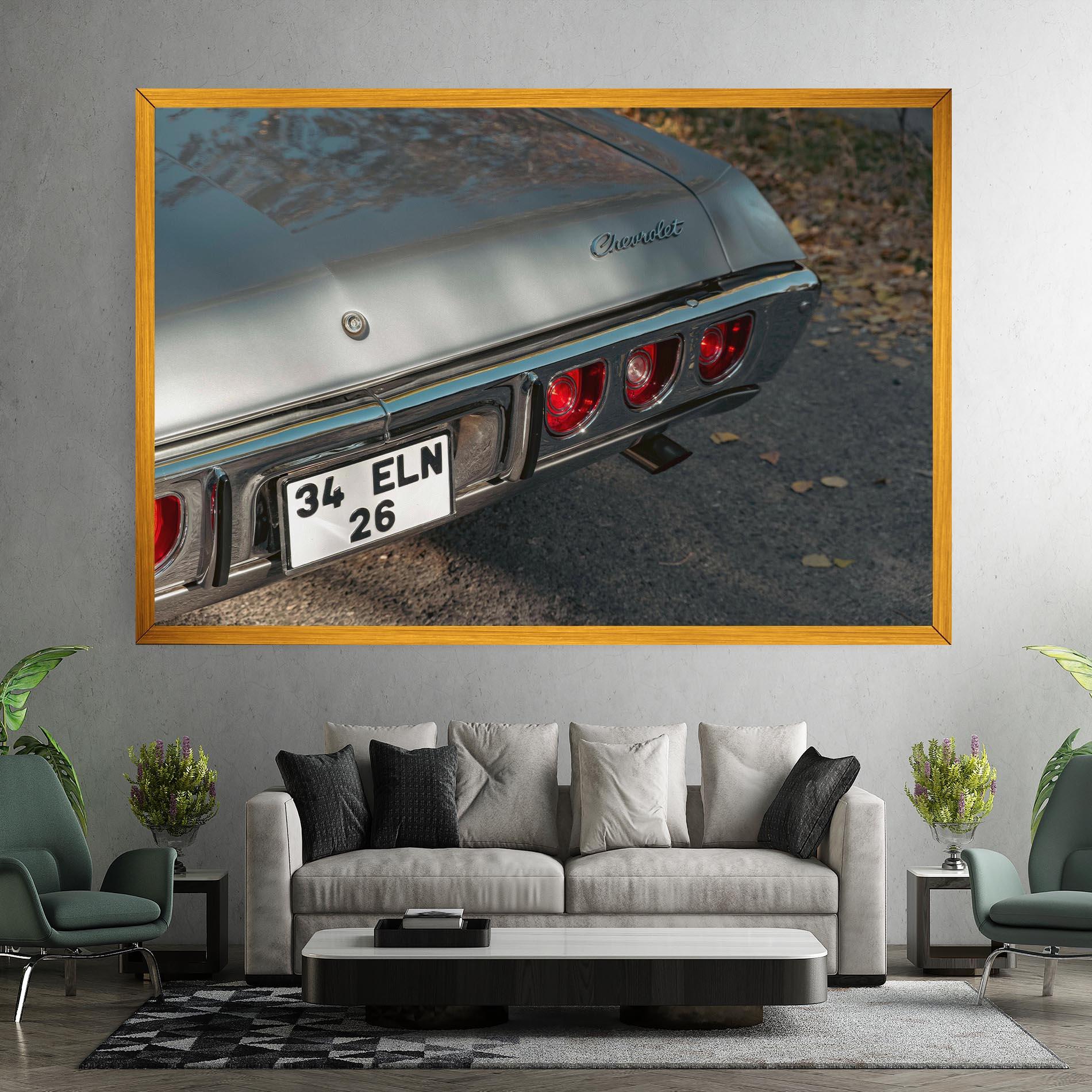 Картина на платно Old Grey Car mockup 7