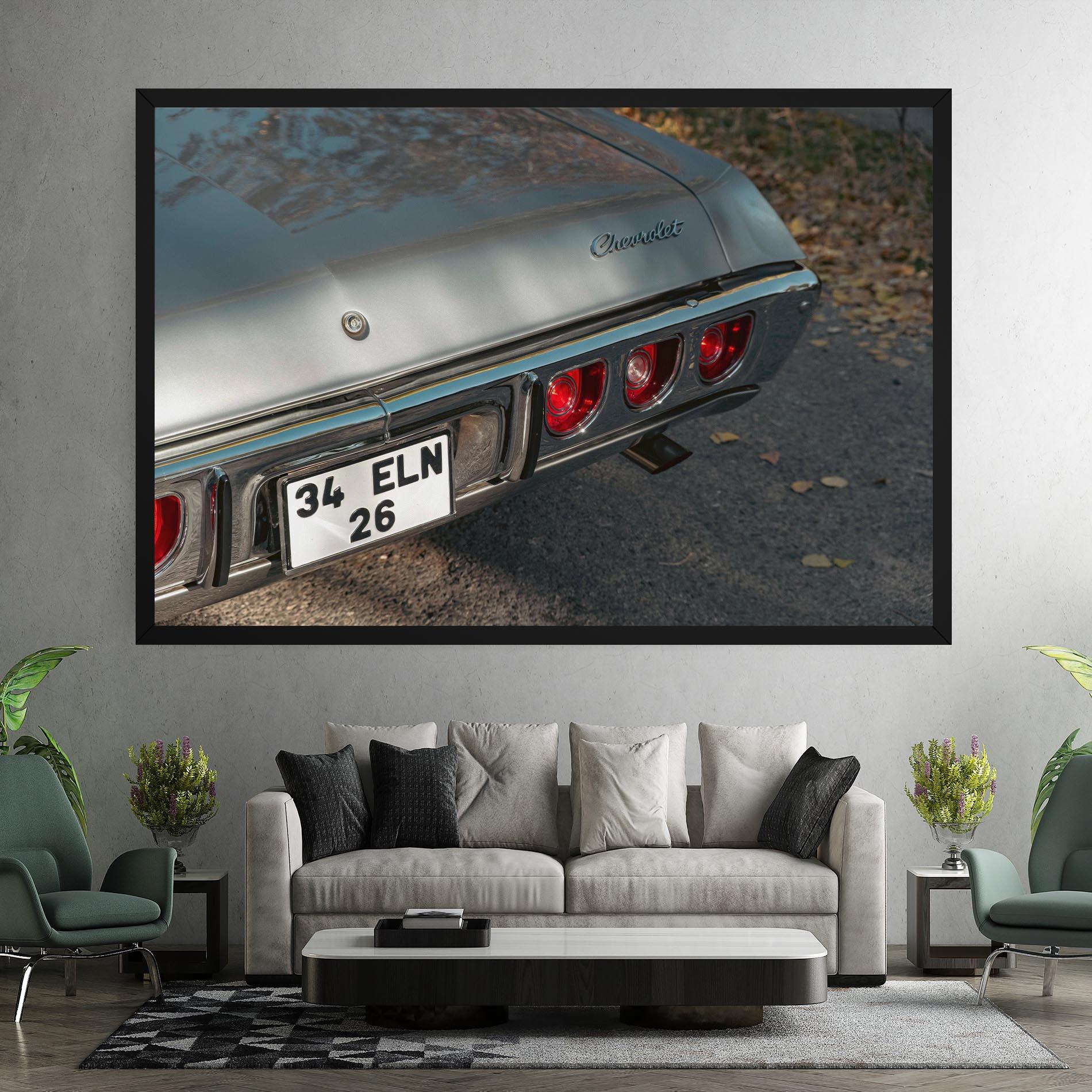 Картина на платно Old Grey Car mockup 7