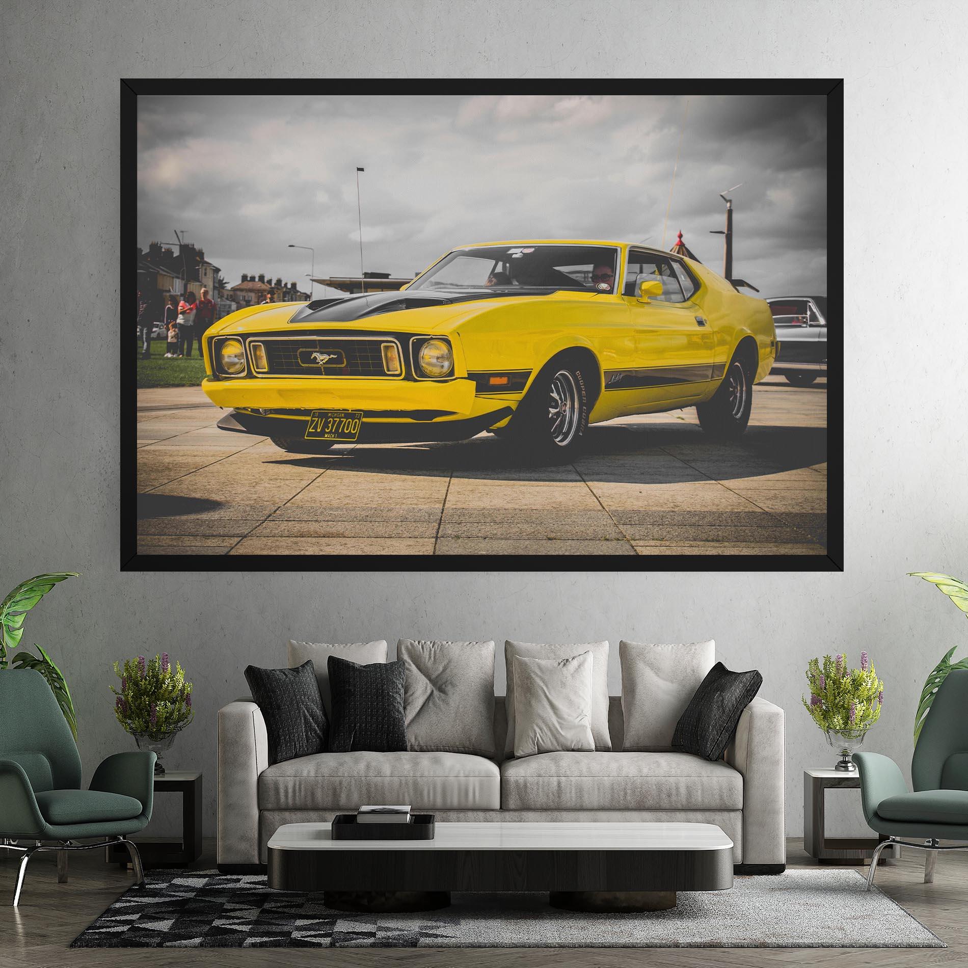 Картина на платно Vintage Yellow Car mockup 7