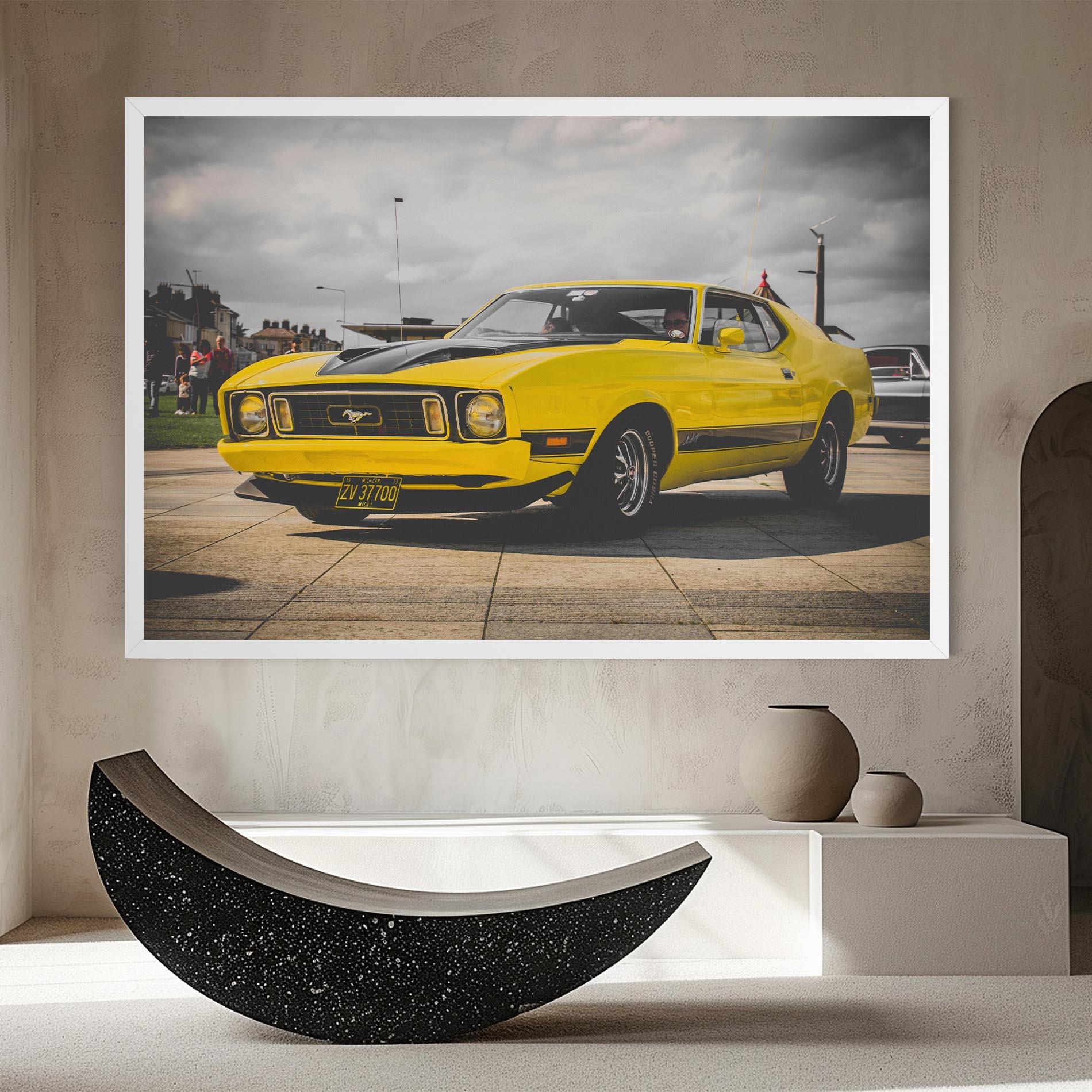 Картина на платно Vintage Yellow Car mockup 8