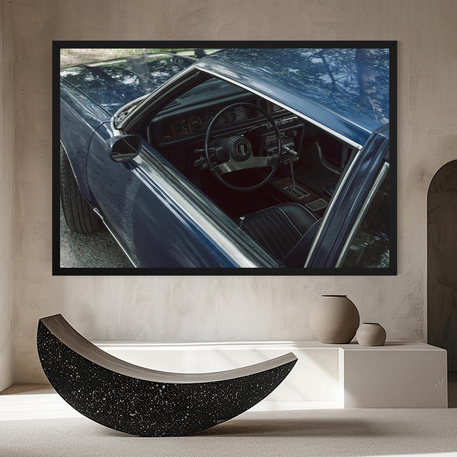 Картина на платно Old Blue Car mockup 8