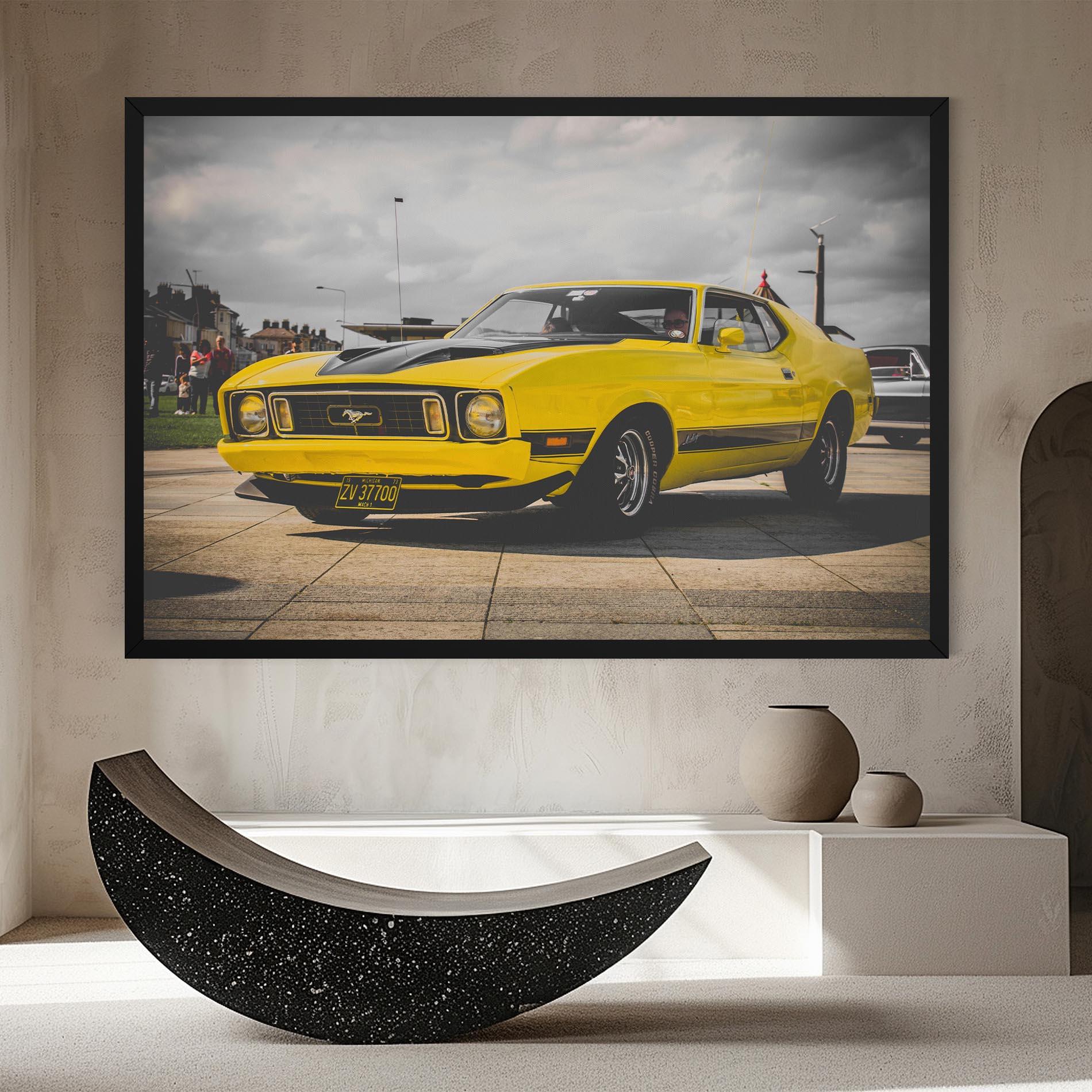 Картина на платно Vintage Yellow Car mockup 8