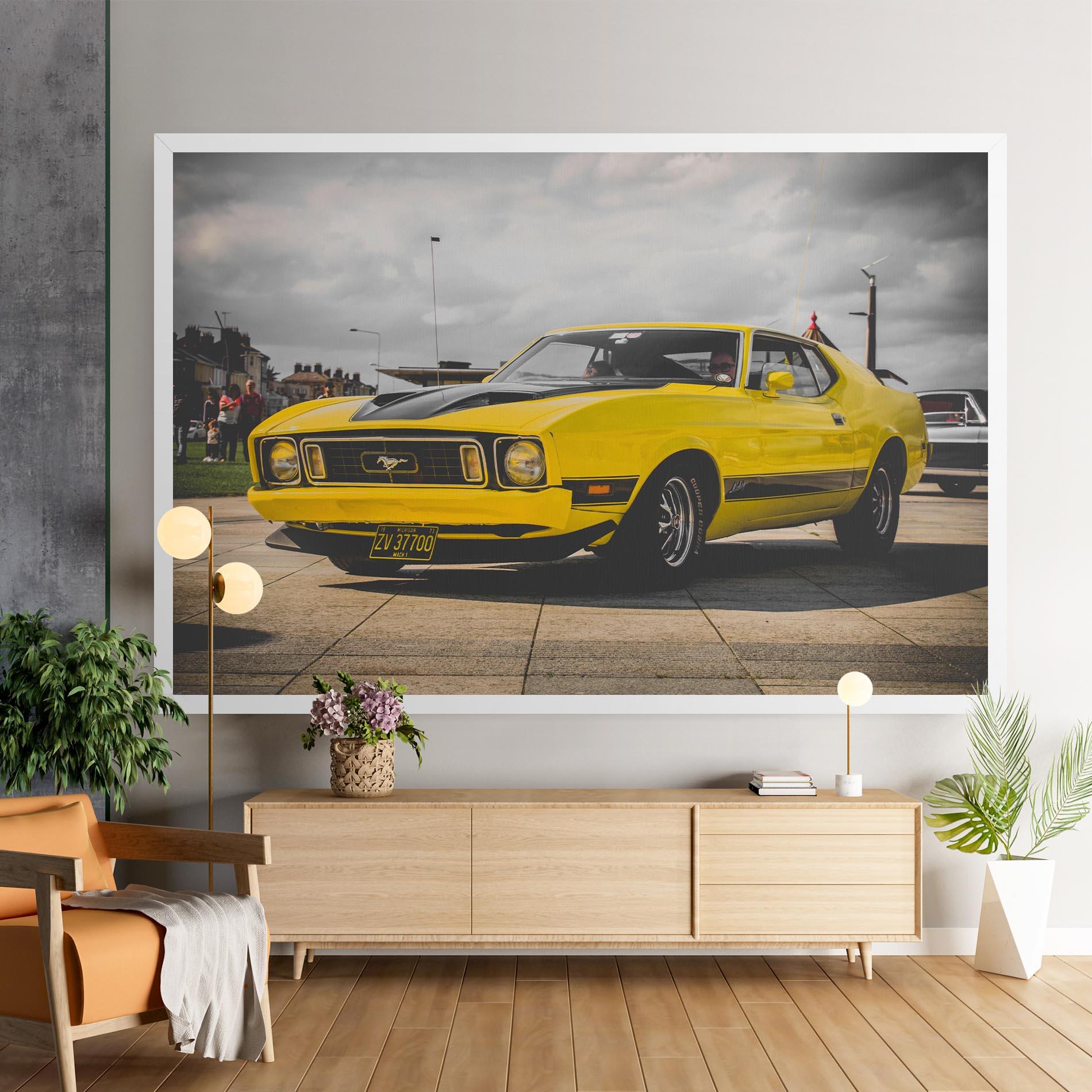 Картина на платно Vintage Yellow Car mockup 9