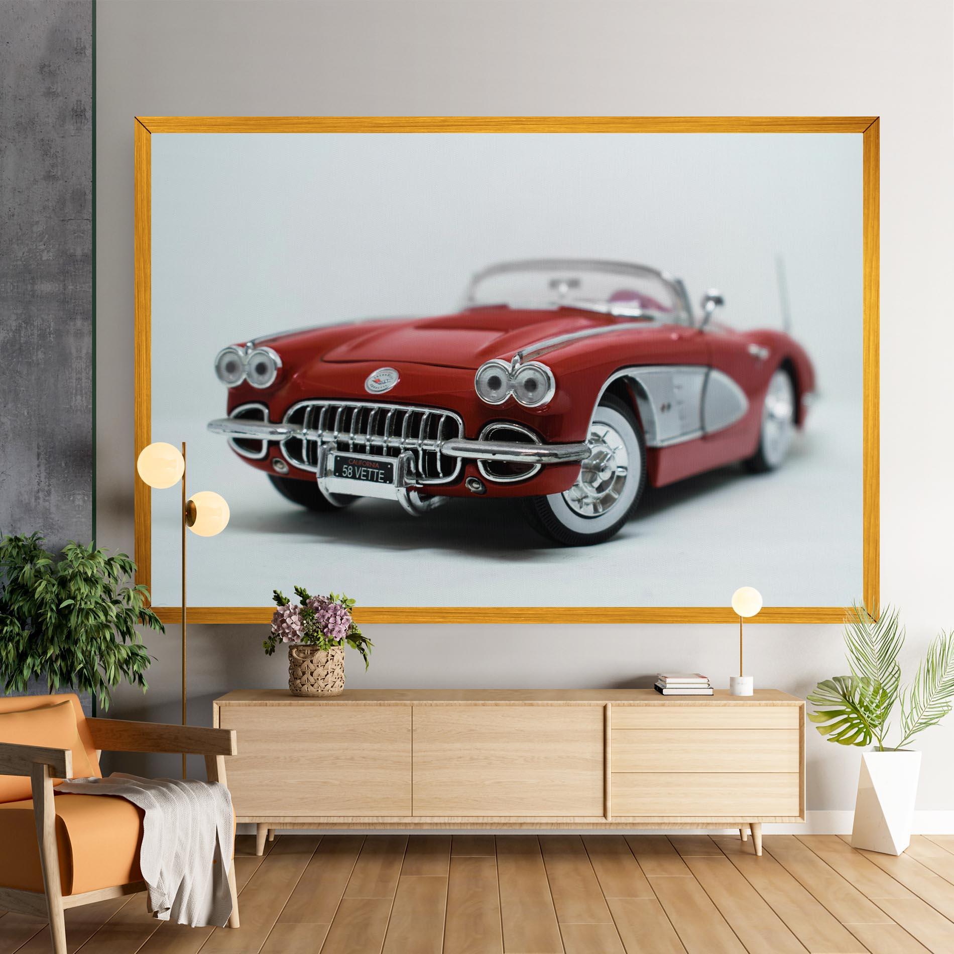 Картина на платно Vintage Red Car mockup 9