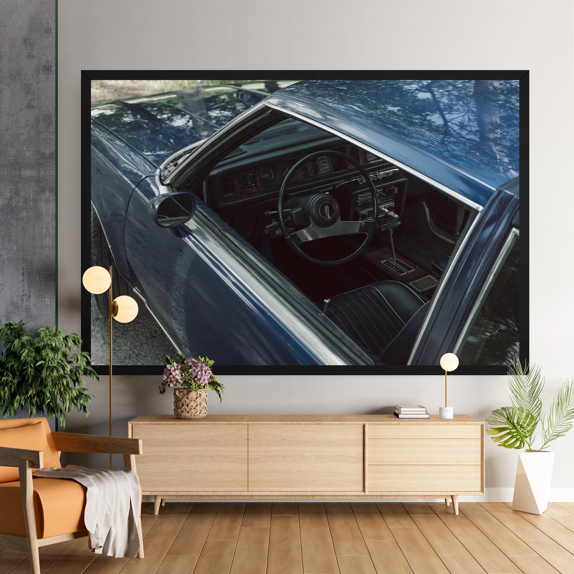 Картина на платно Old Blue Car mockup 9