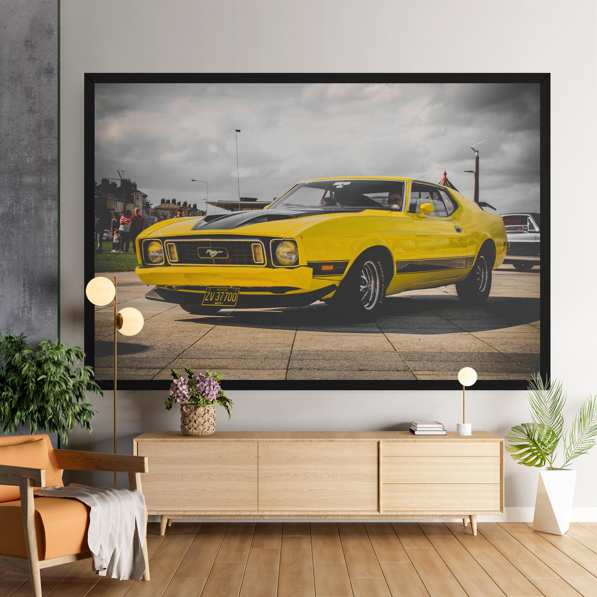 Картина на платно Vintage Yellow Car mockup 9