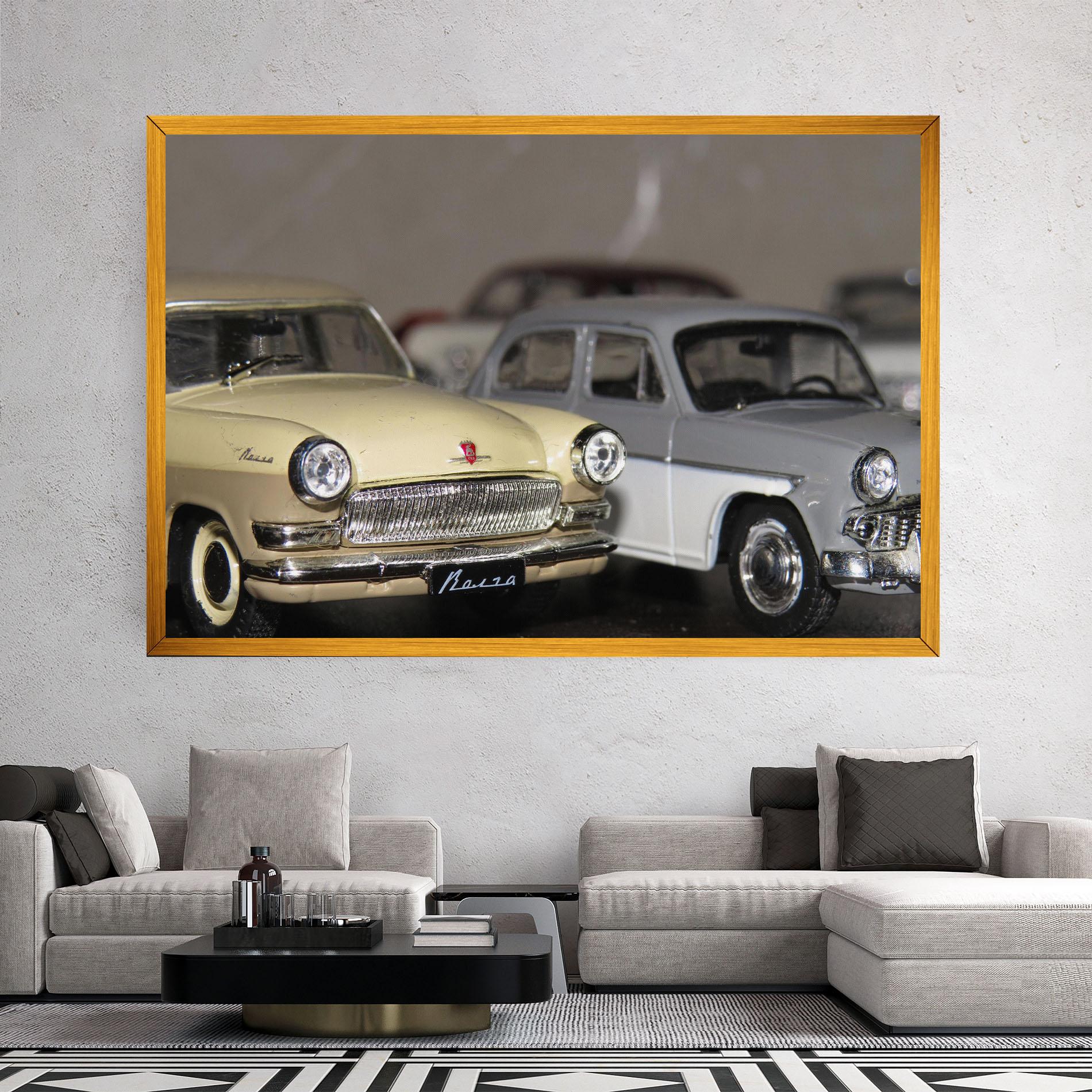 Картина на платно Cream Grey Car mockup 2