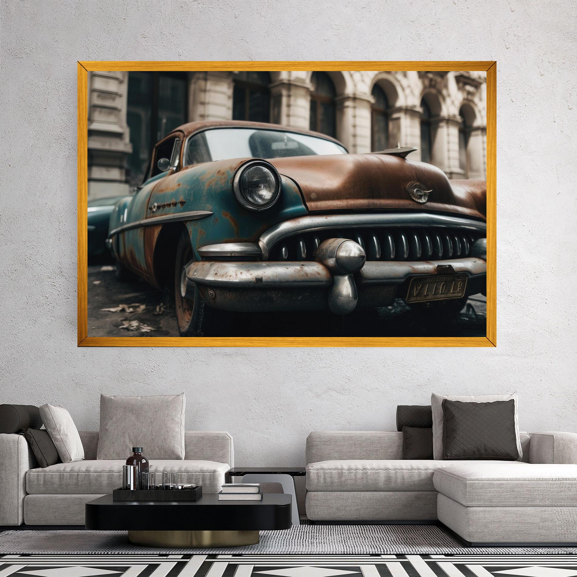 Картина на платно Old Brown Car mockup 2