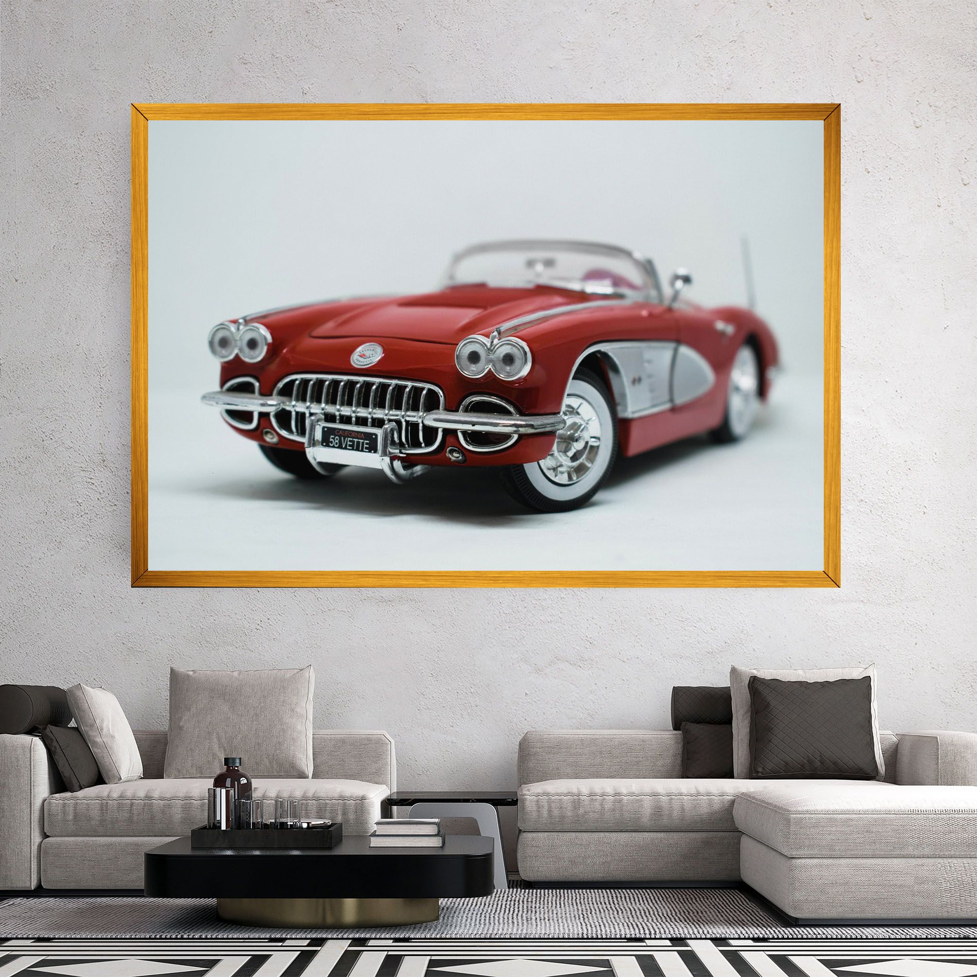 Vintage Red Car mockup 2