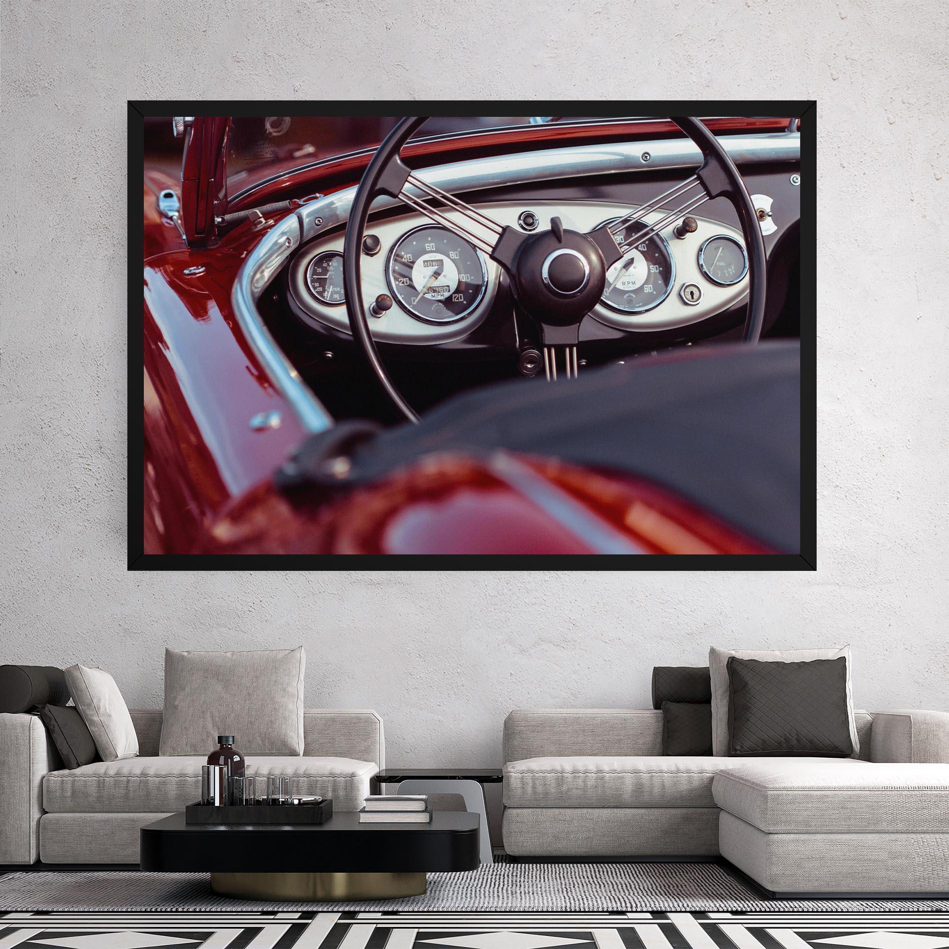 Картина на платно Classic Red Car mockup 2