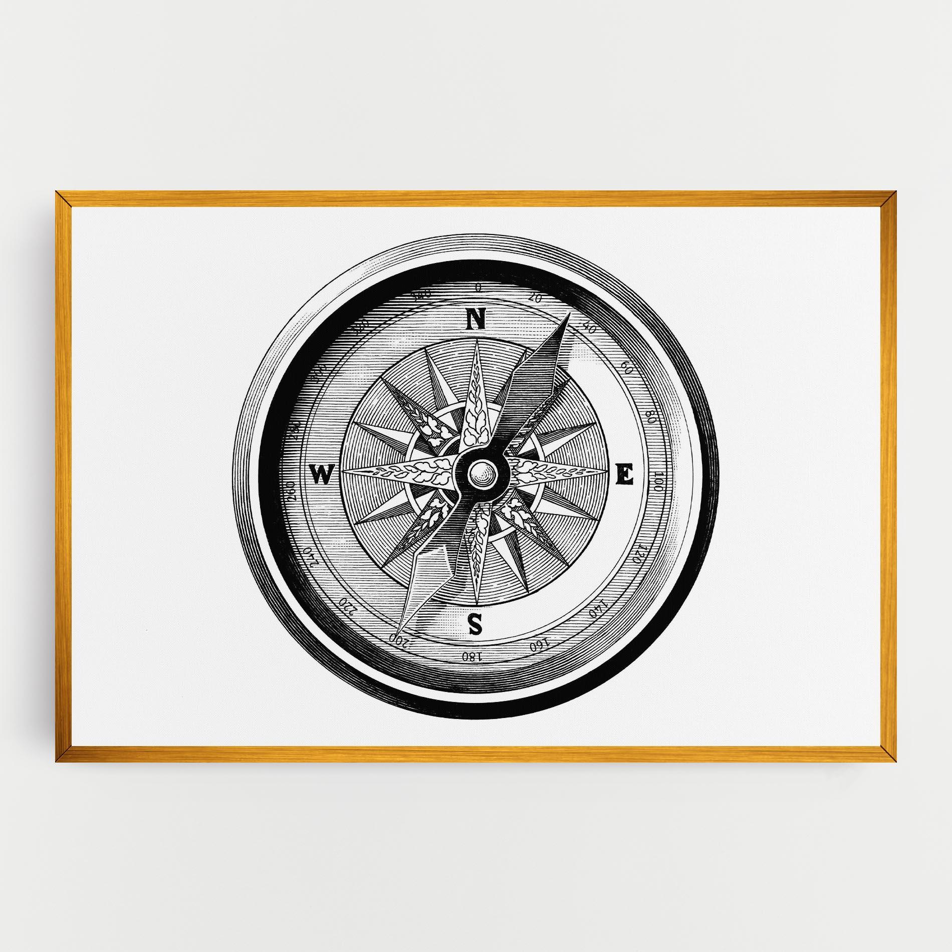 Картина на платно Black Compass mockup 0