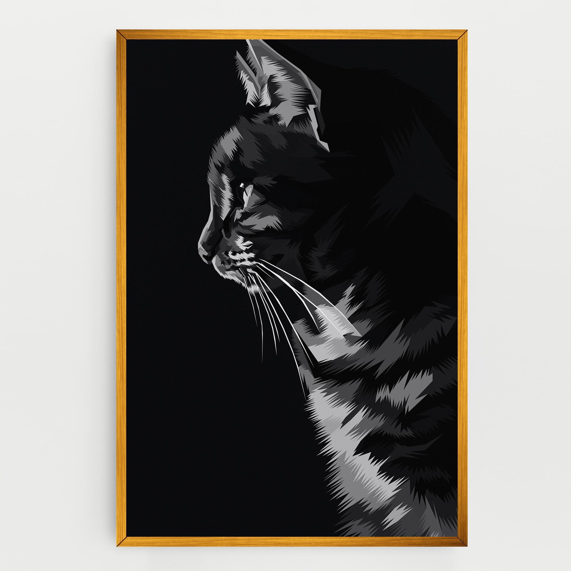 Картина на платно Black Grey Cat mockup 0