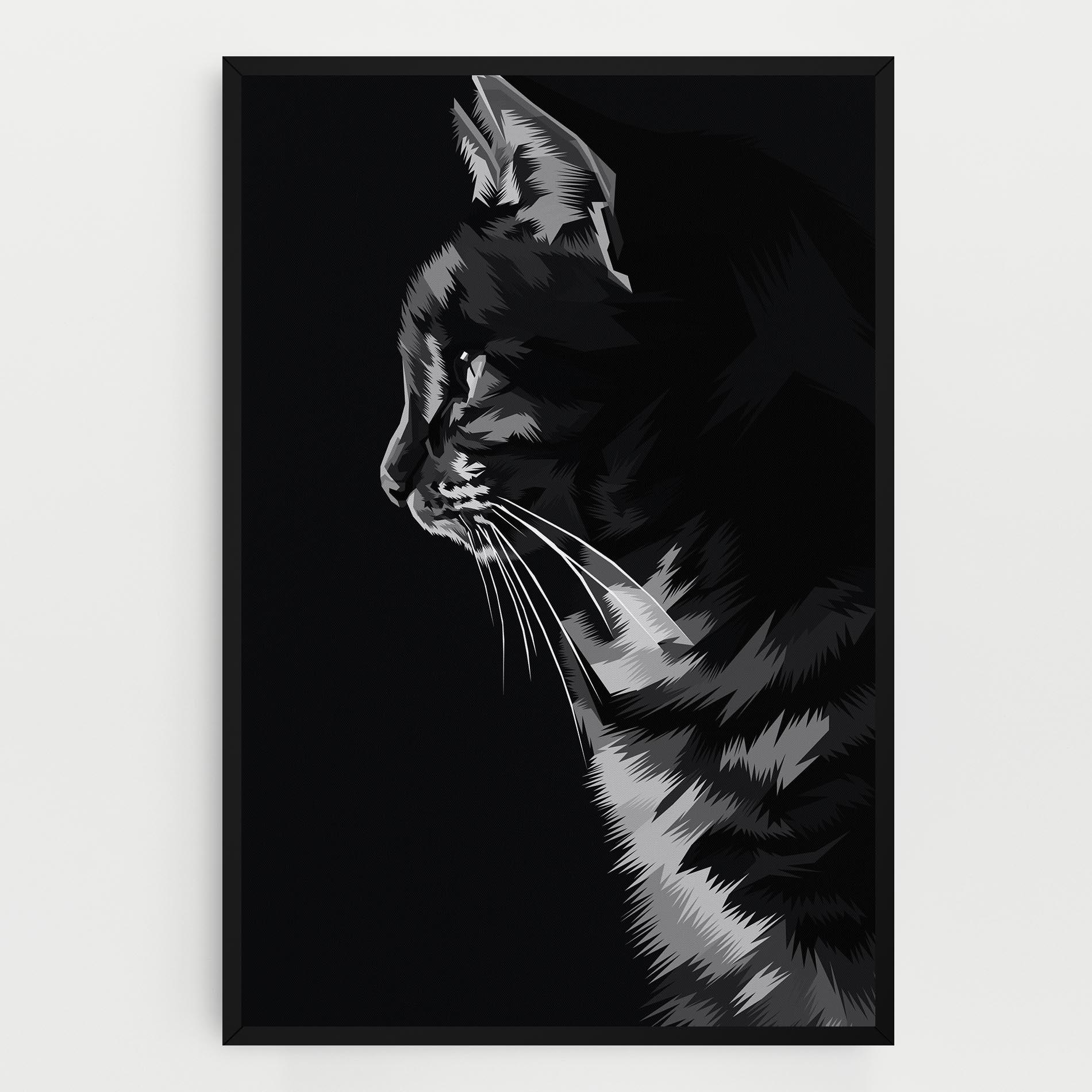 Картина на платно Black Grey Cat mockup 0