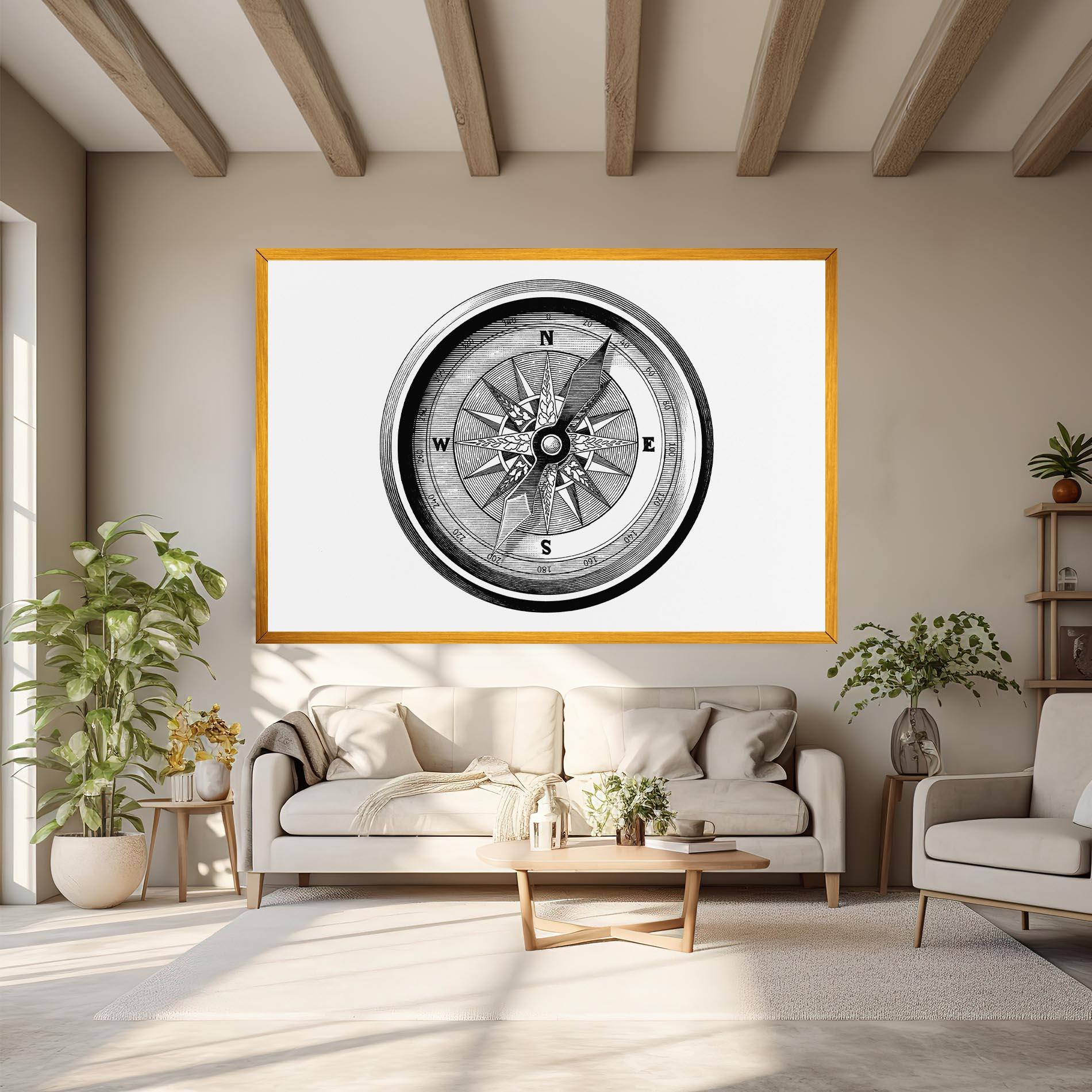 Картина на платно Black Compass mockup 6