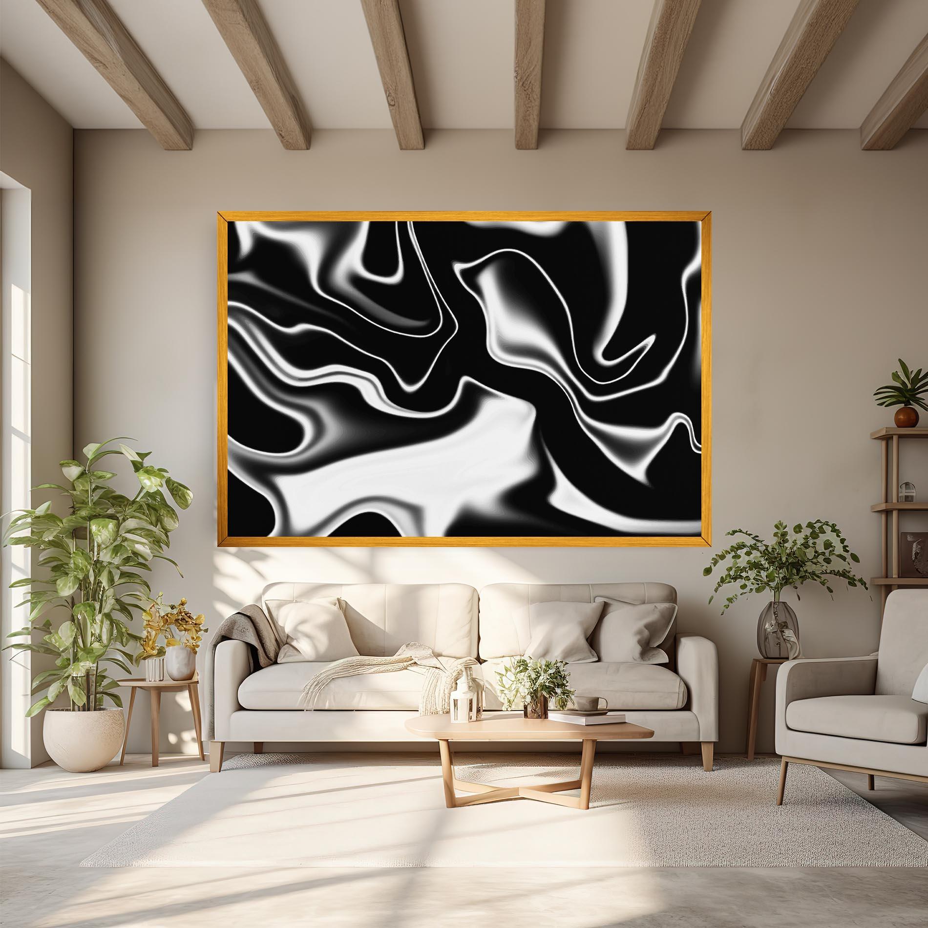 Картина на платно Black Metalic Art mockup 6