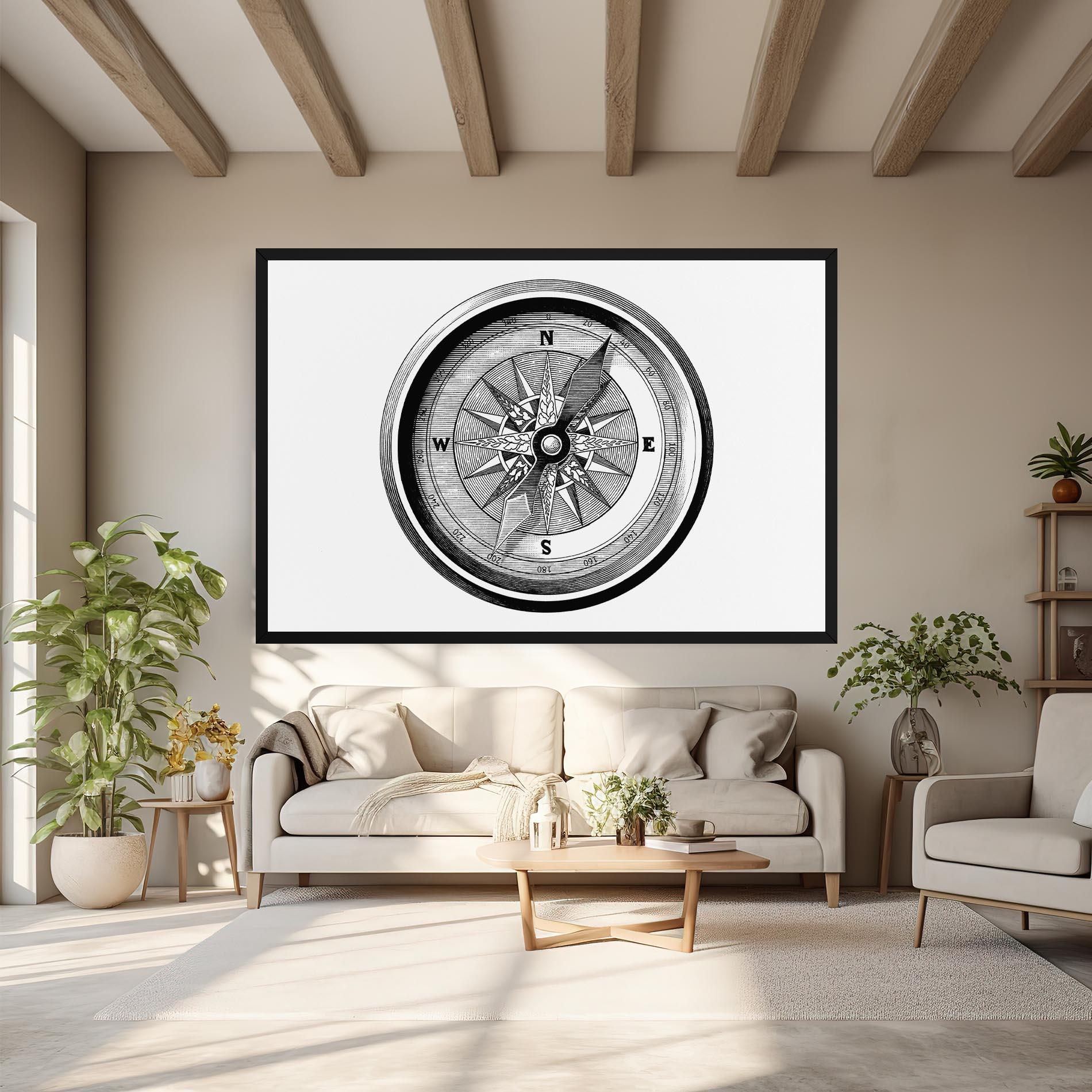 Картина на платно Black Compass mockup 6