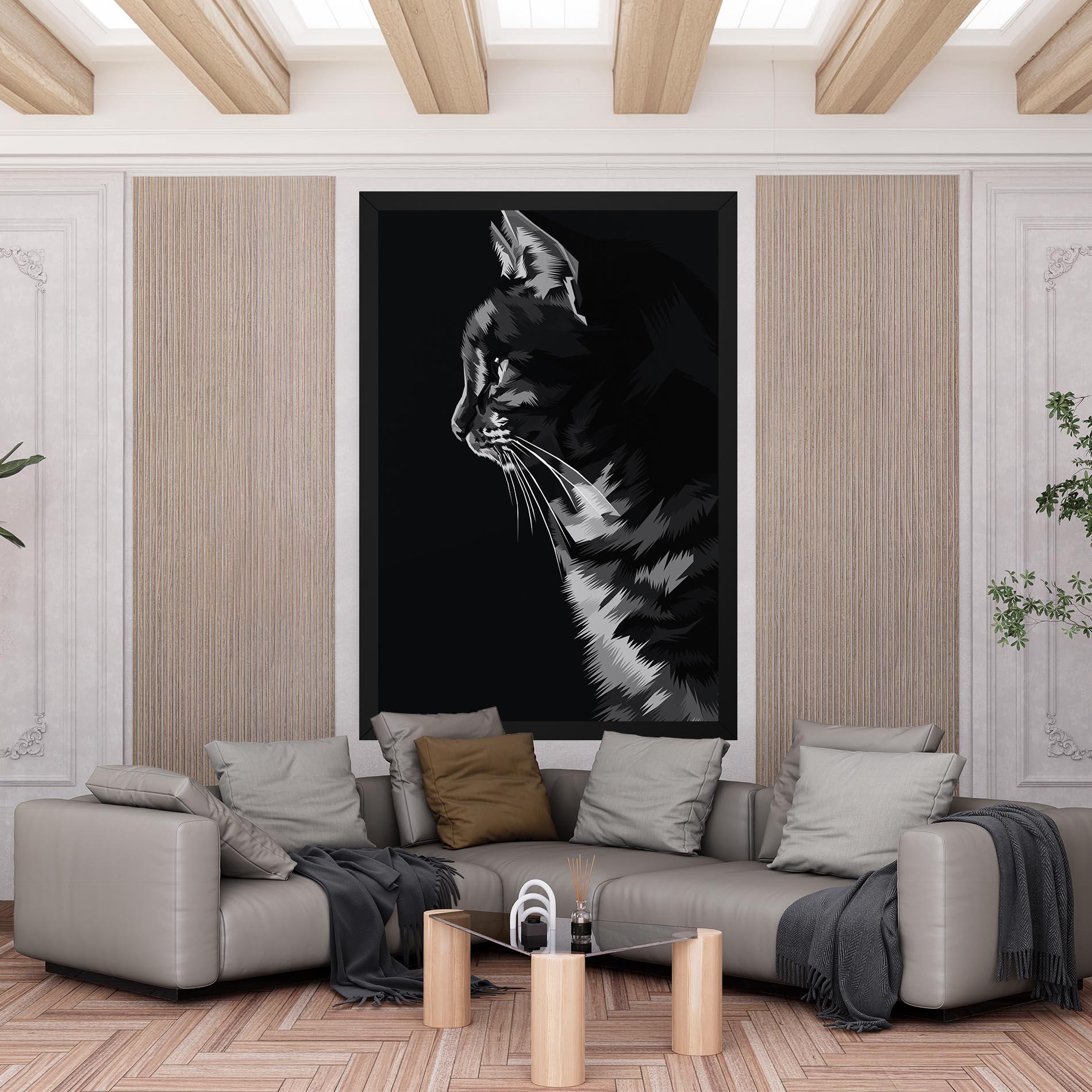 Картина на платно Black Grey Cat mockup 6