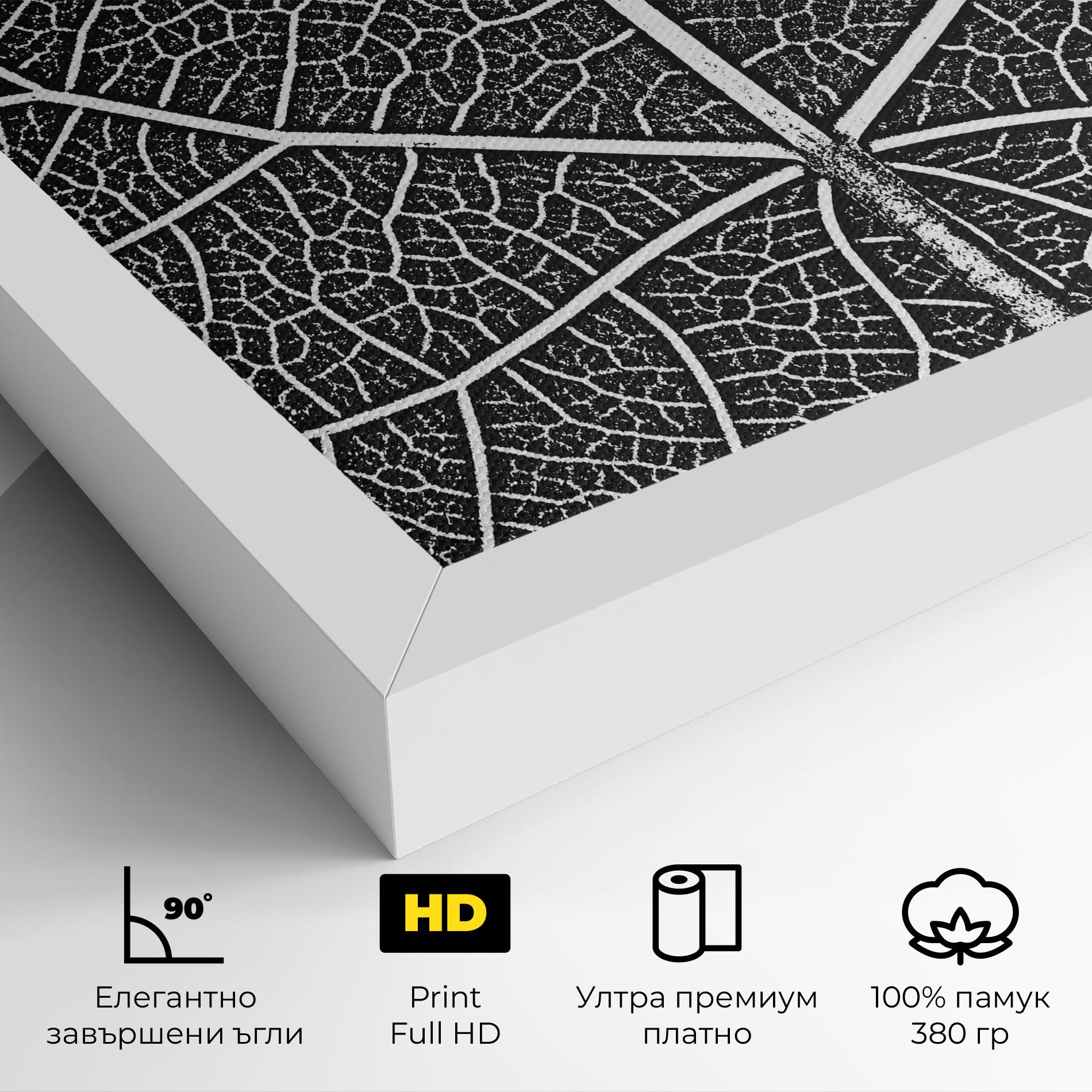 Картина на платно Close Grey Leaf mockup 4