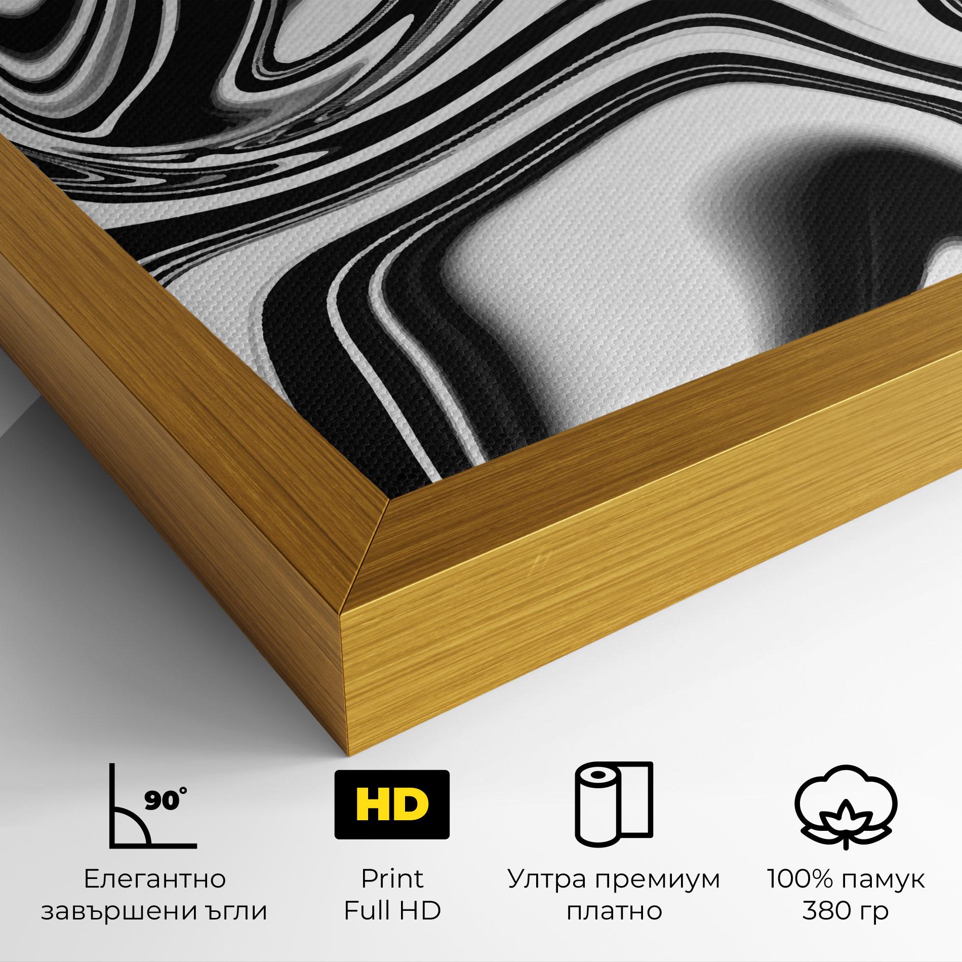 Картина на платно Black White Liquid mockup 4