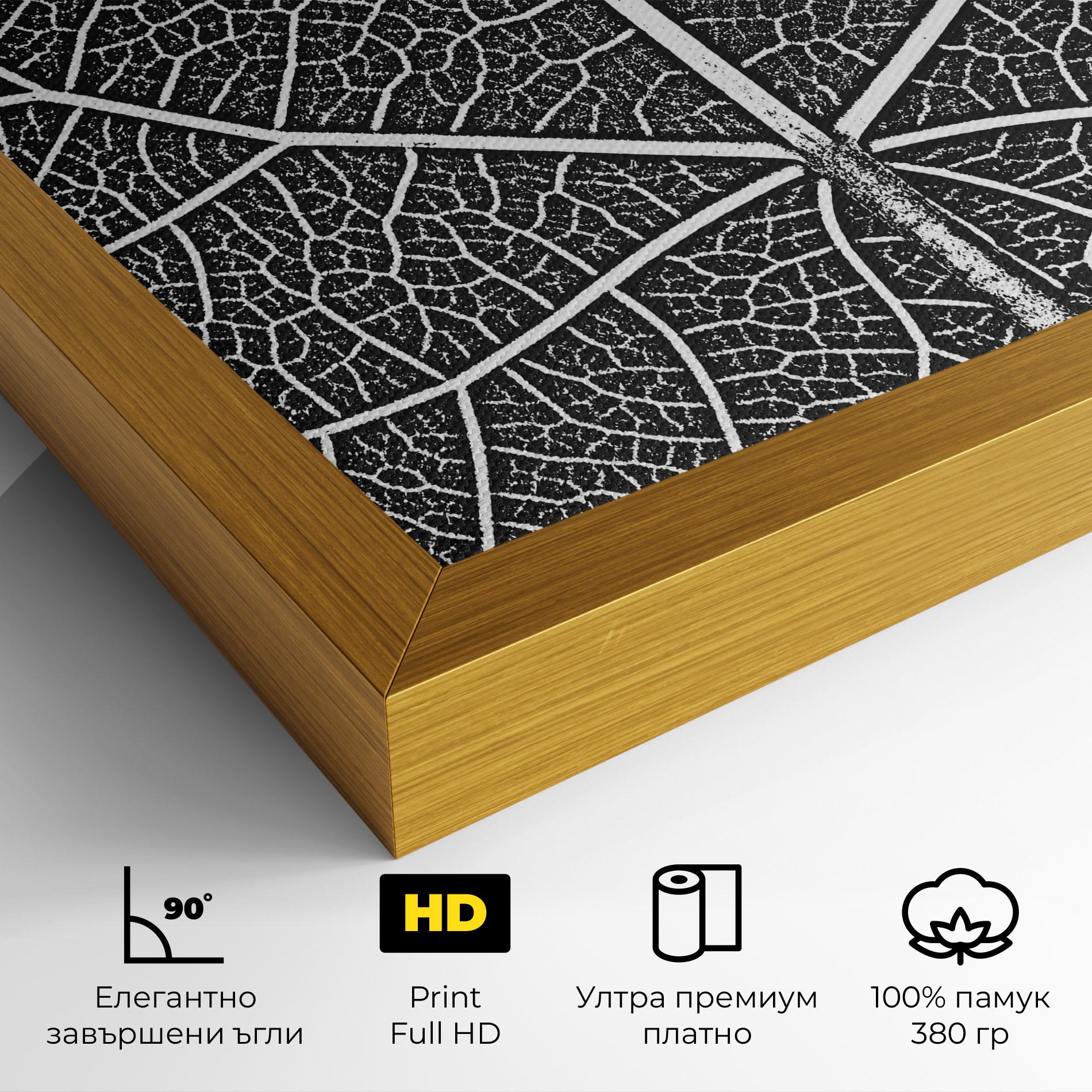 Картина на платно Close Grey Leaf mockup 4