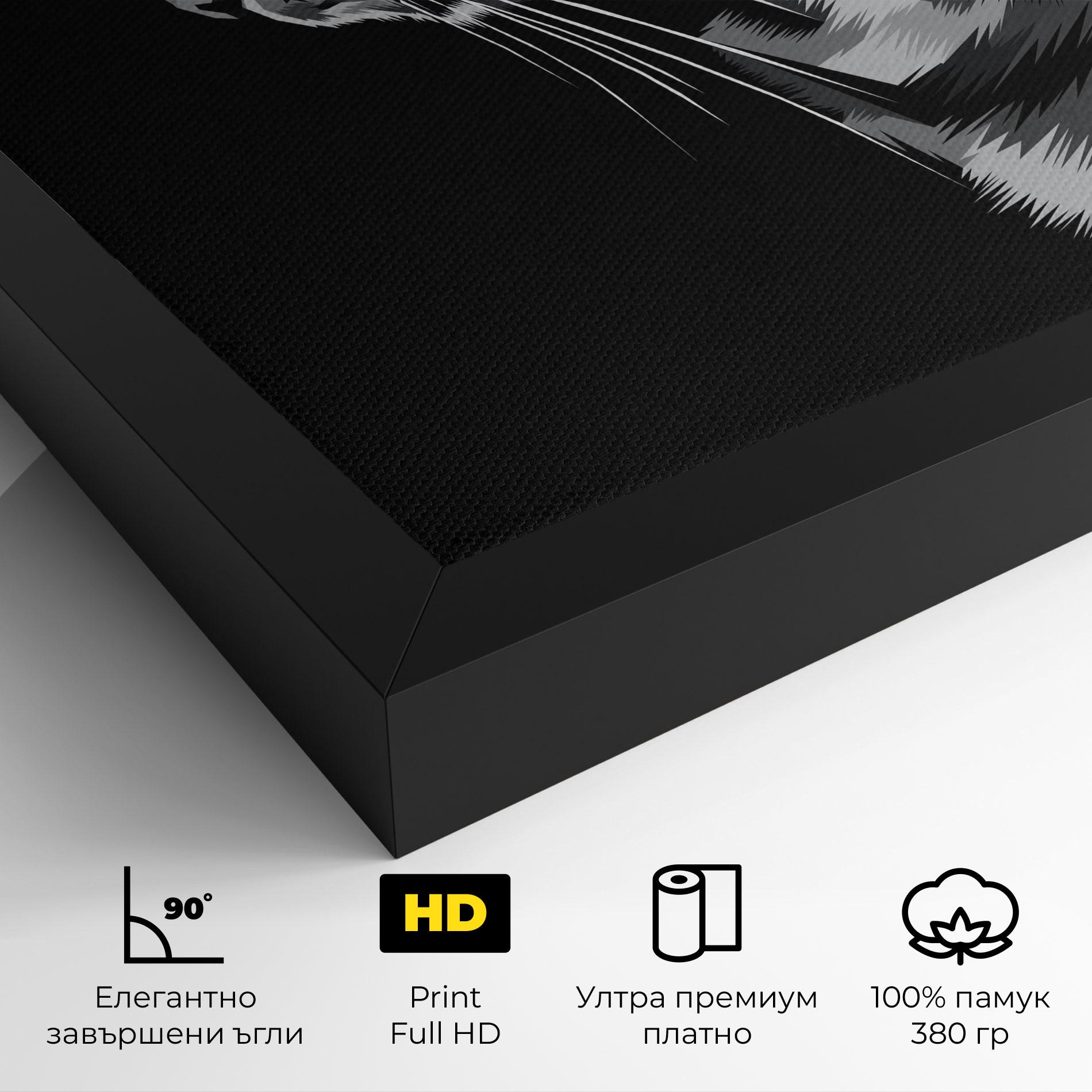 Картина на платно Black Grey Cat mockup 4