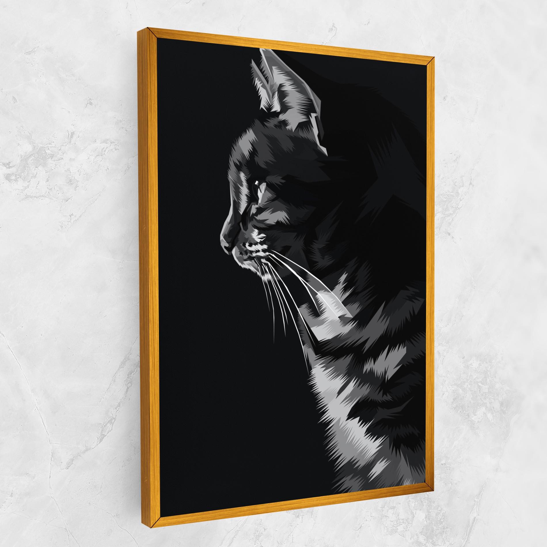 Картина на платно Black Grey Cat mockup 1