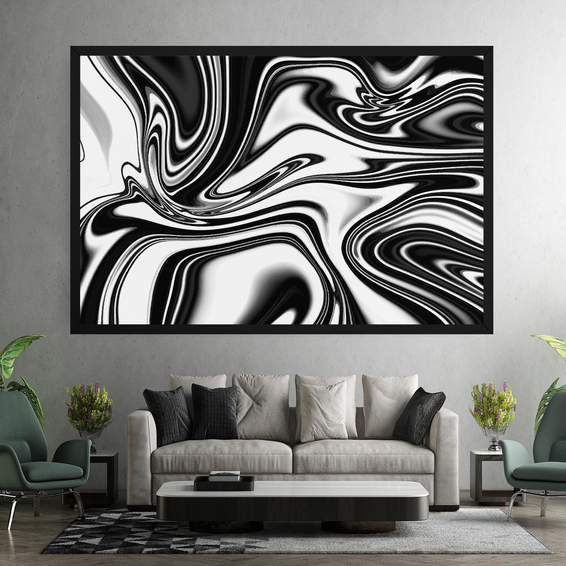 Картина на платно Black White Liquid mockup 7