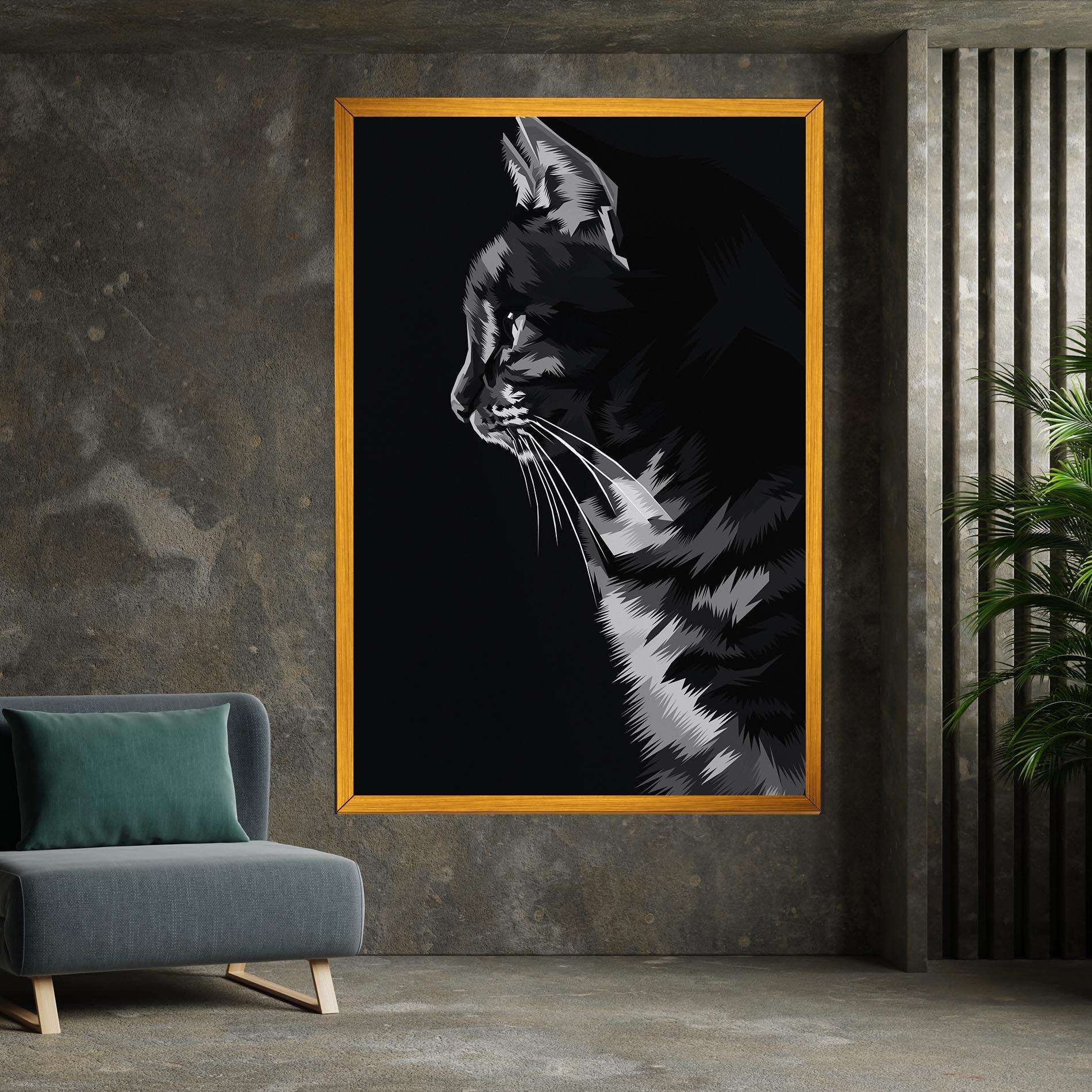 Картина на платно Black Grey Cat mockup 7