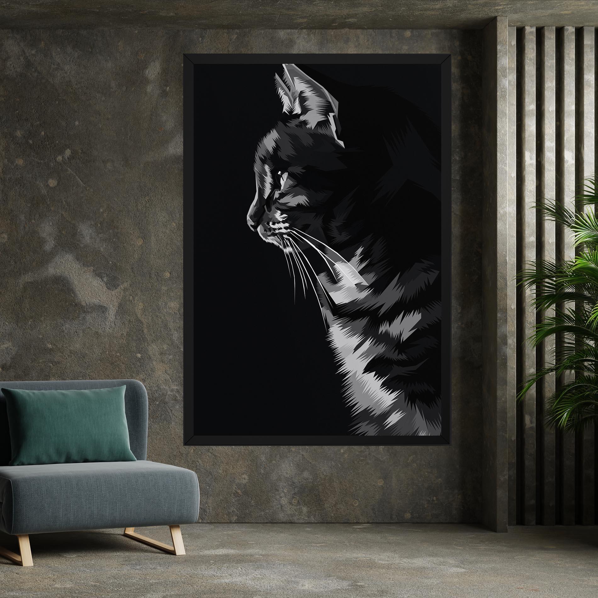 Картина на платно Black Grey Cat mockup 7