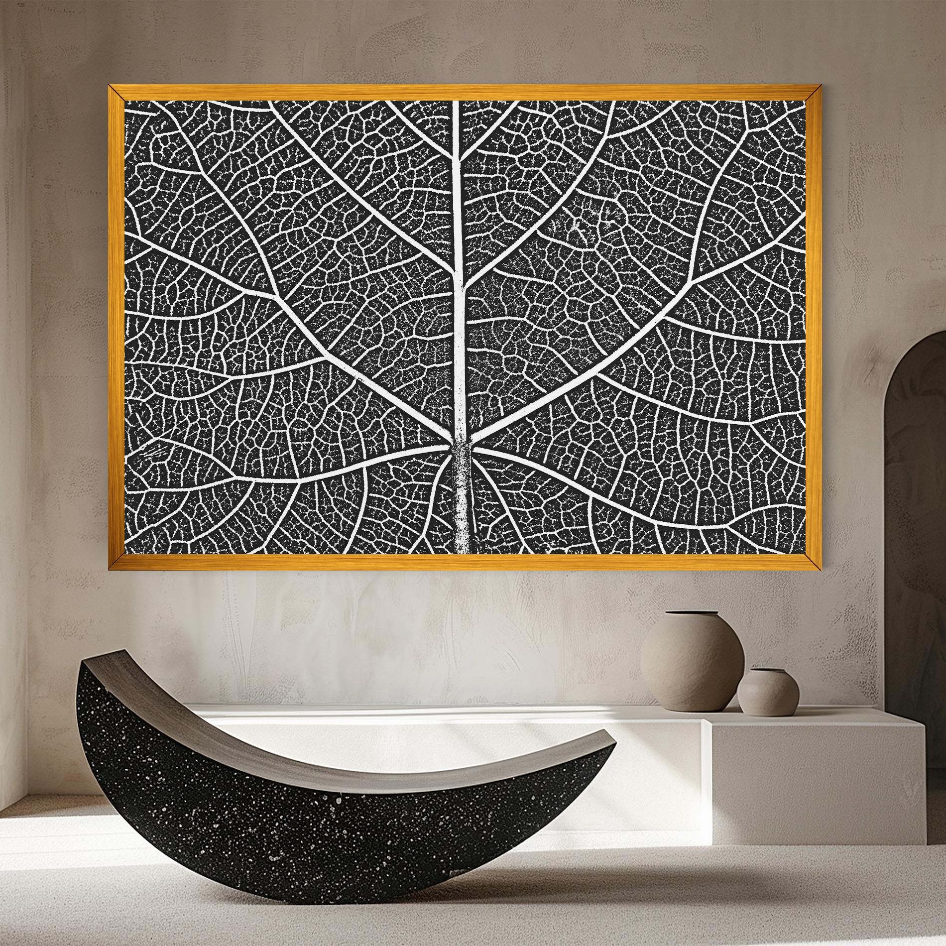 Картина на платно Close Grey Leaf mockup 8