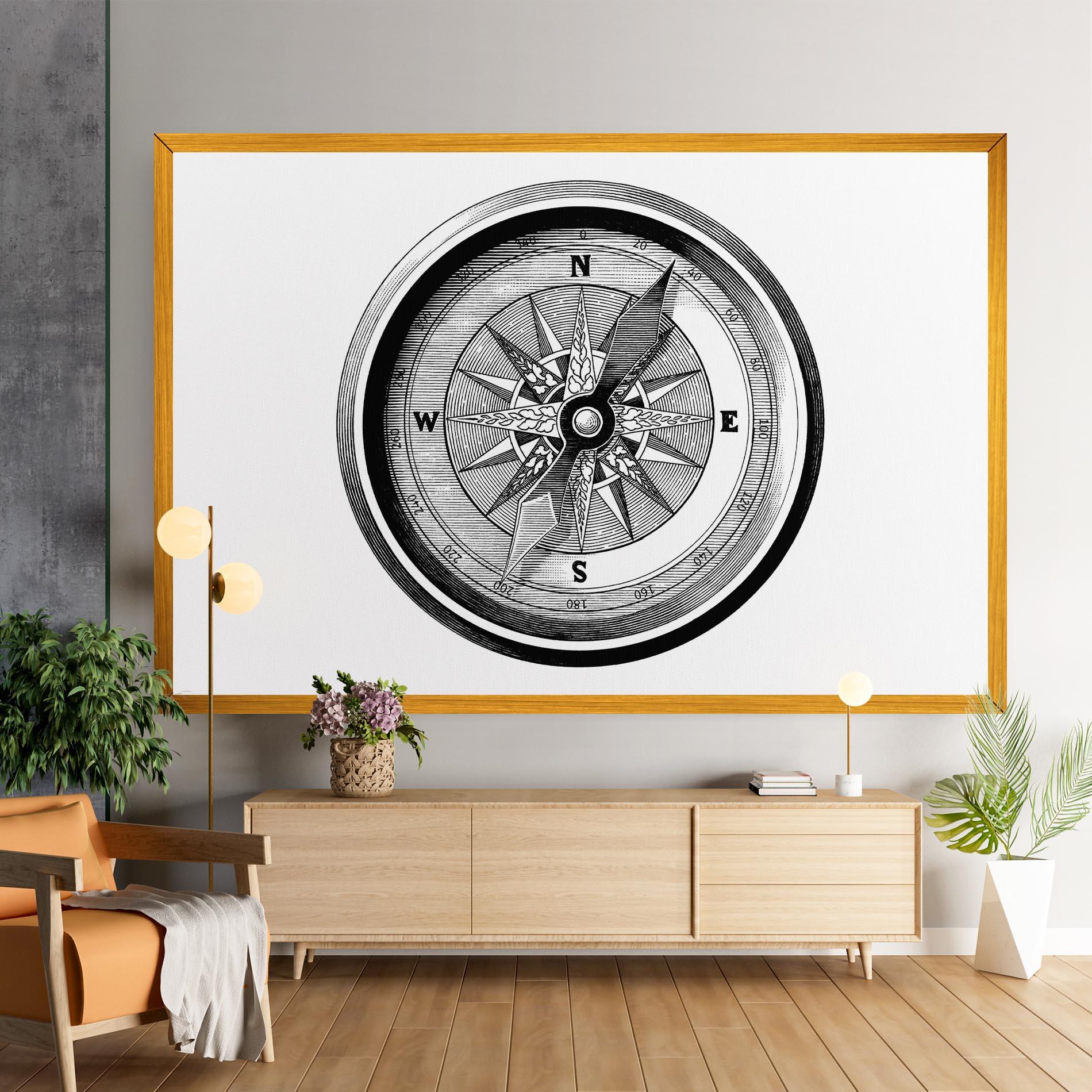 Картина на платно Black Compass mockup 9