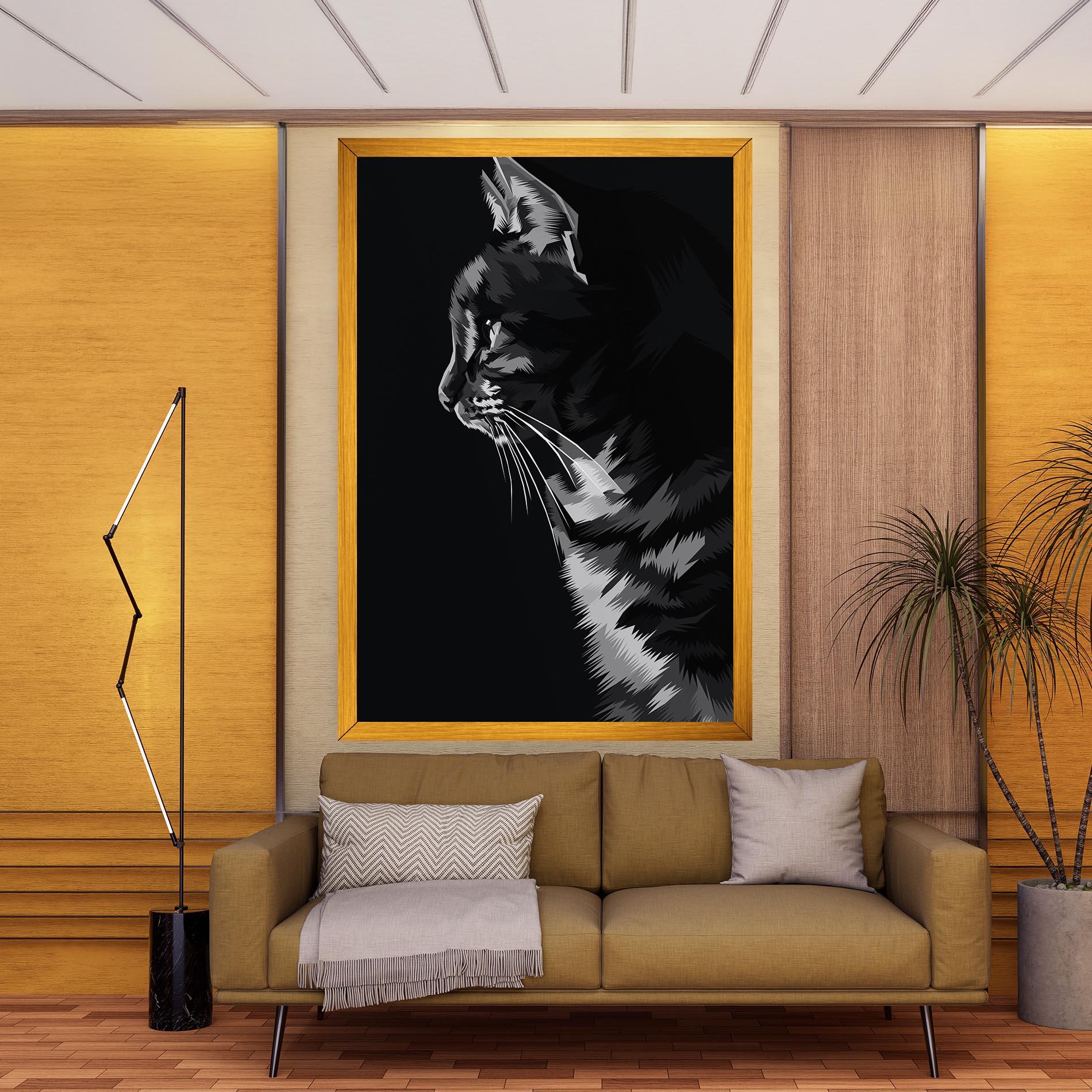 Картина на платно Black Grey Cat mockup 9