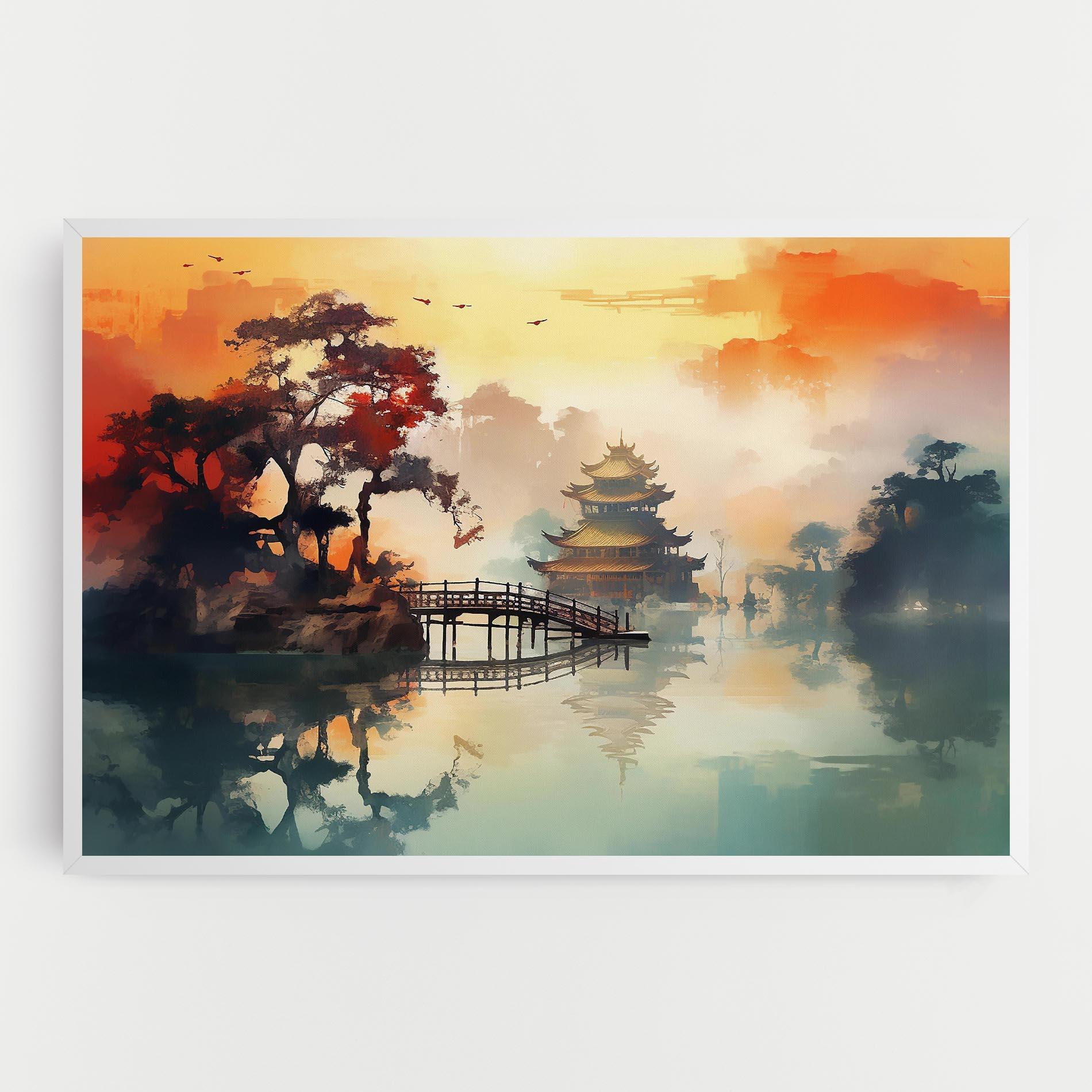 Картина на платно Sunset Fog Water mockup 0