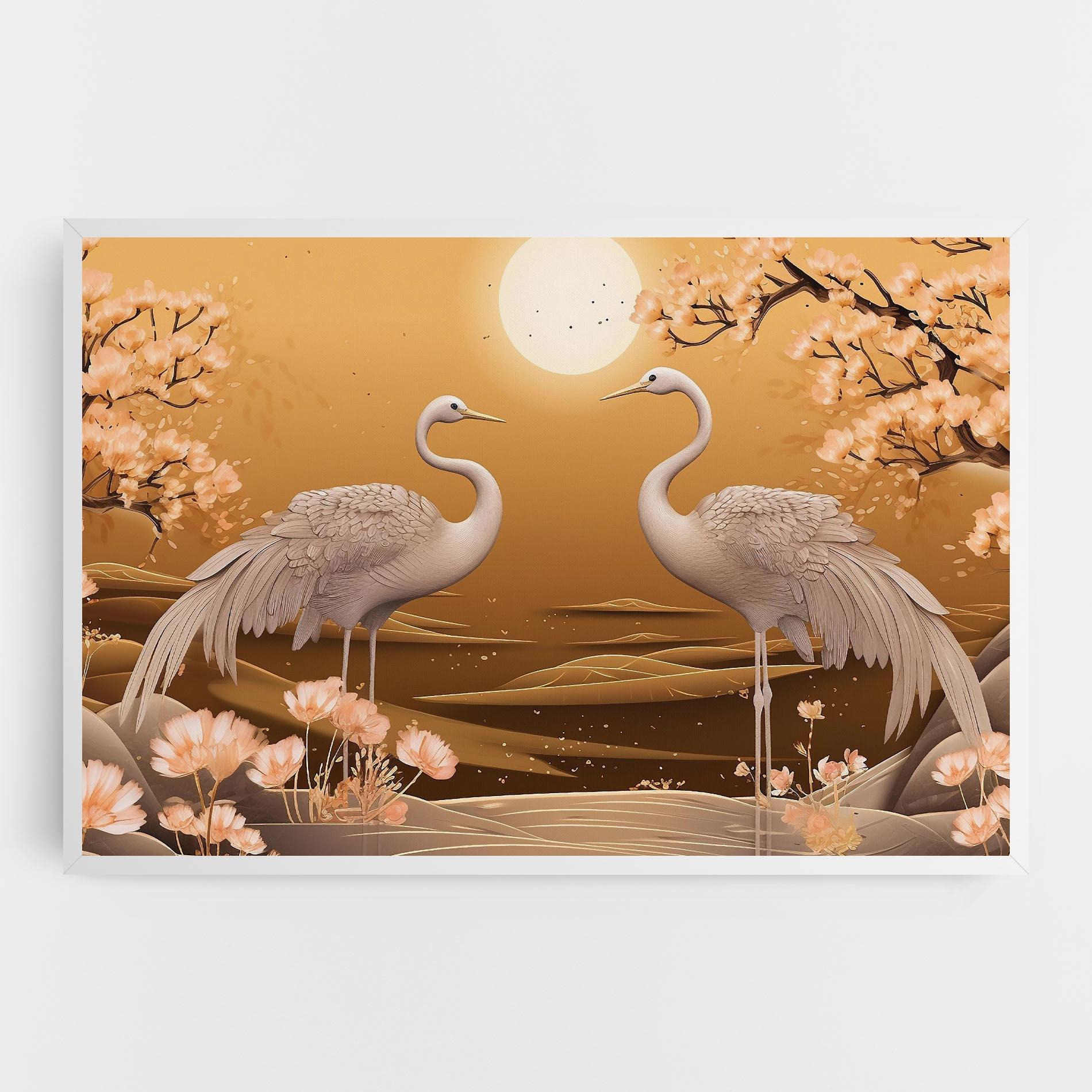Картина на платно White Chinese Birds mockup 0
