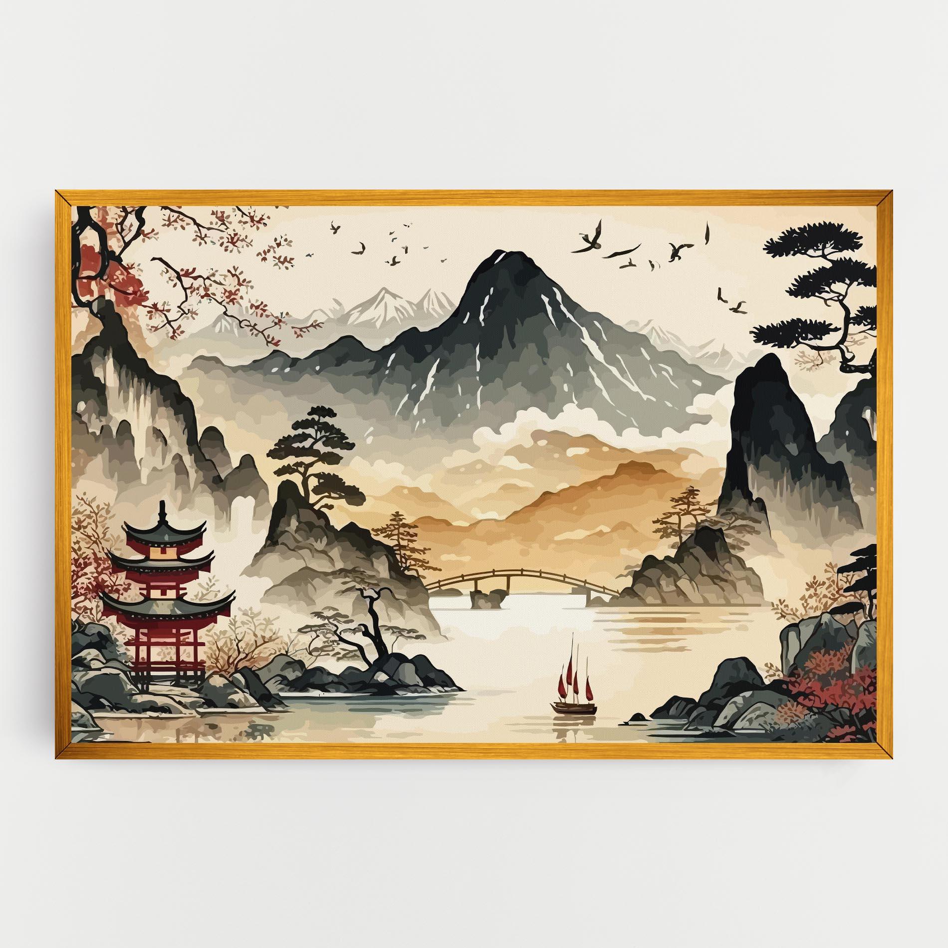 Картина на платно Asian Mountain View mockup 0