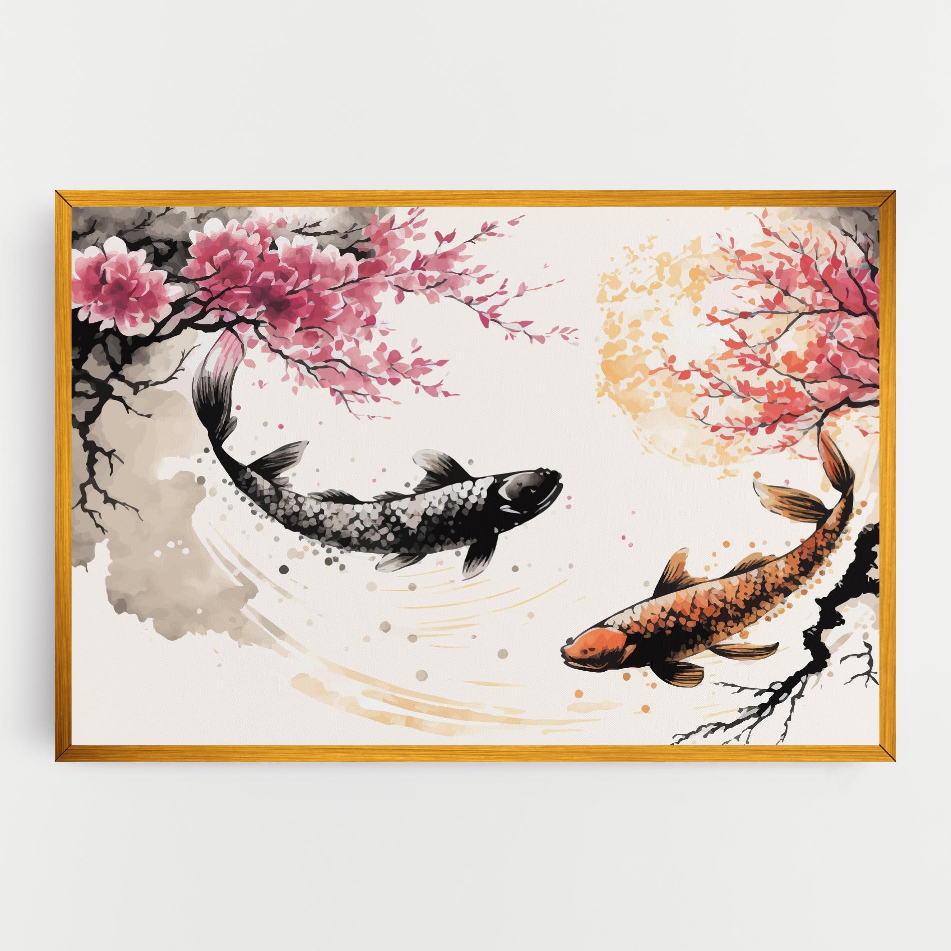 Картина на платно Asiatic Flower Fish mockup 0