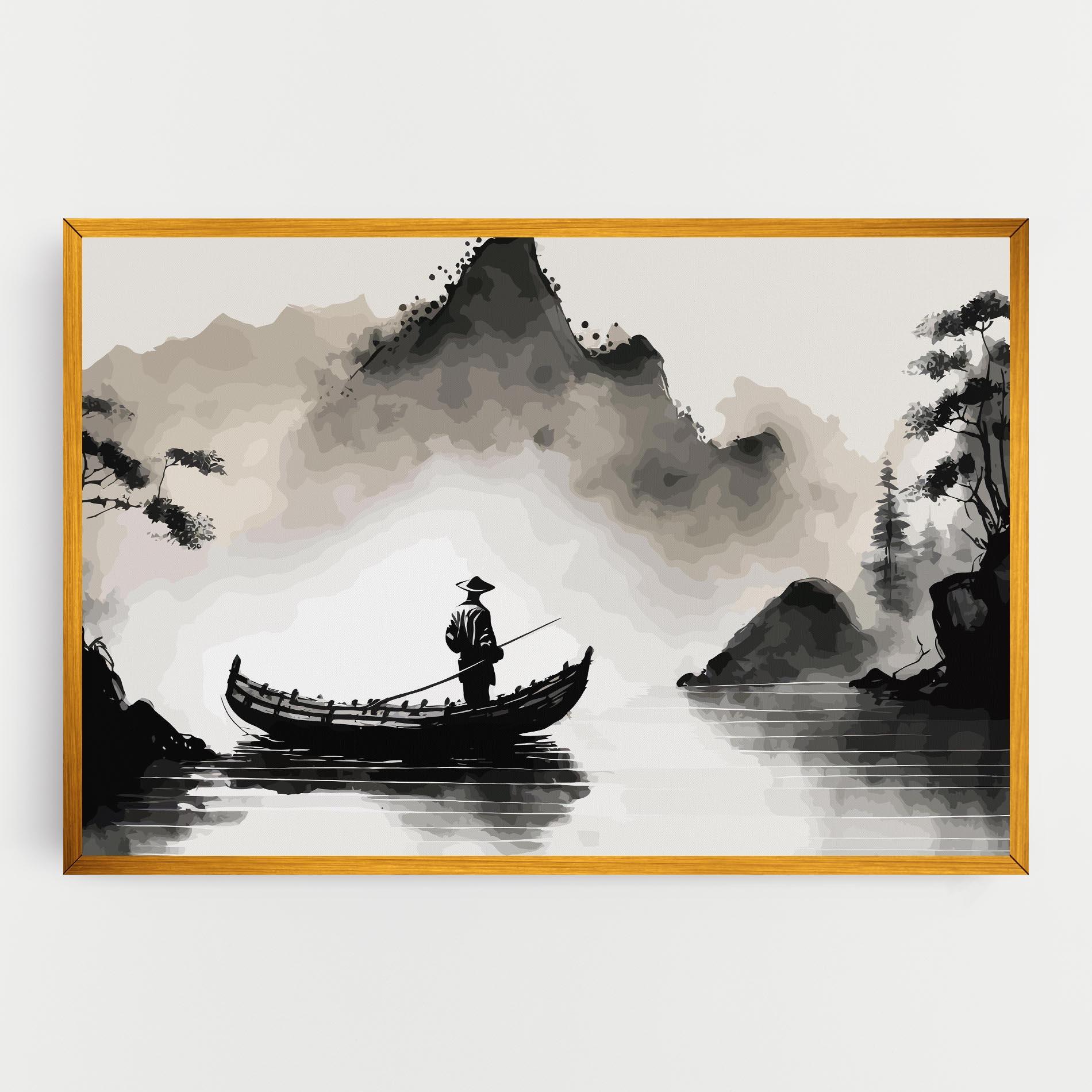 Картина на платно Black Ink Boat mockup 0
