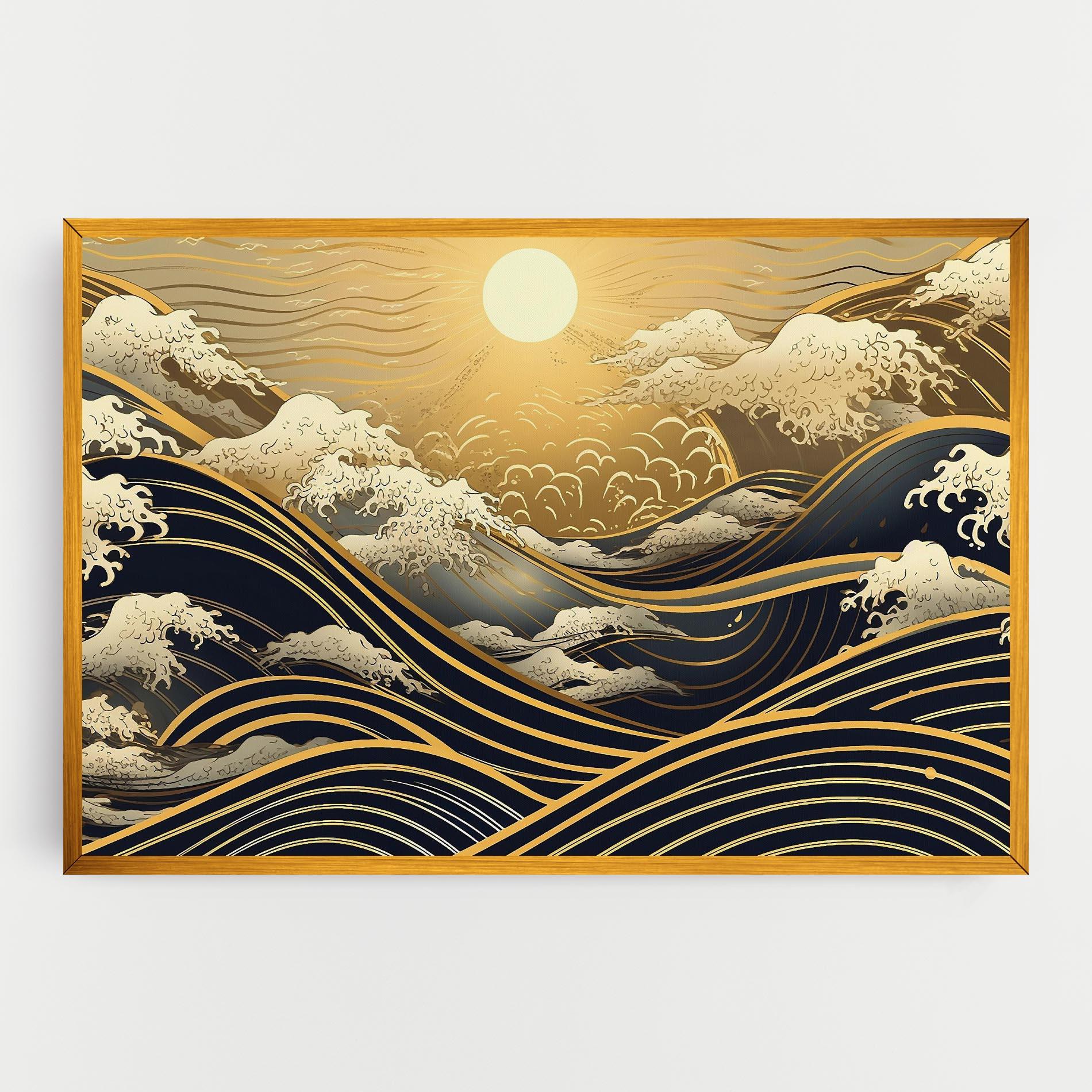 Картина на платно Gold Waves Landscape mockup 0