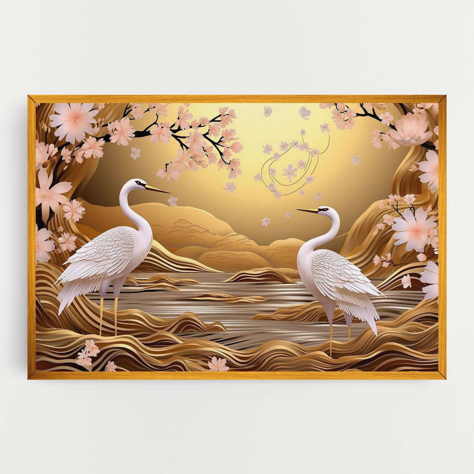 Картина на платно Pink Chinese Flowers mockup 0