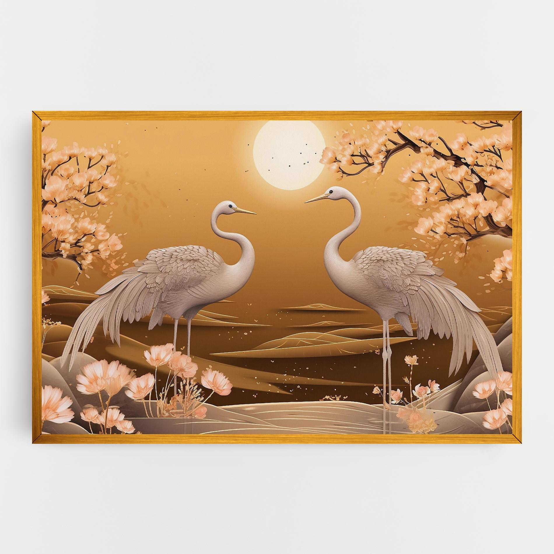Картина на платно White Chinese Birds mockup 0