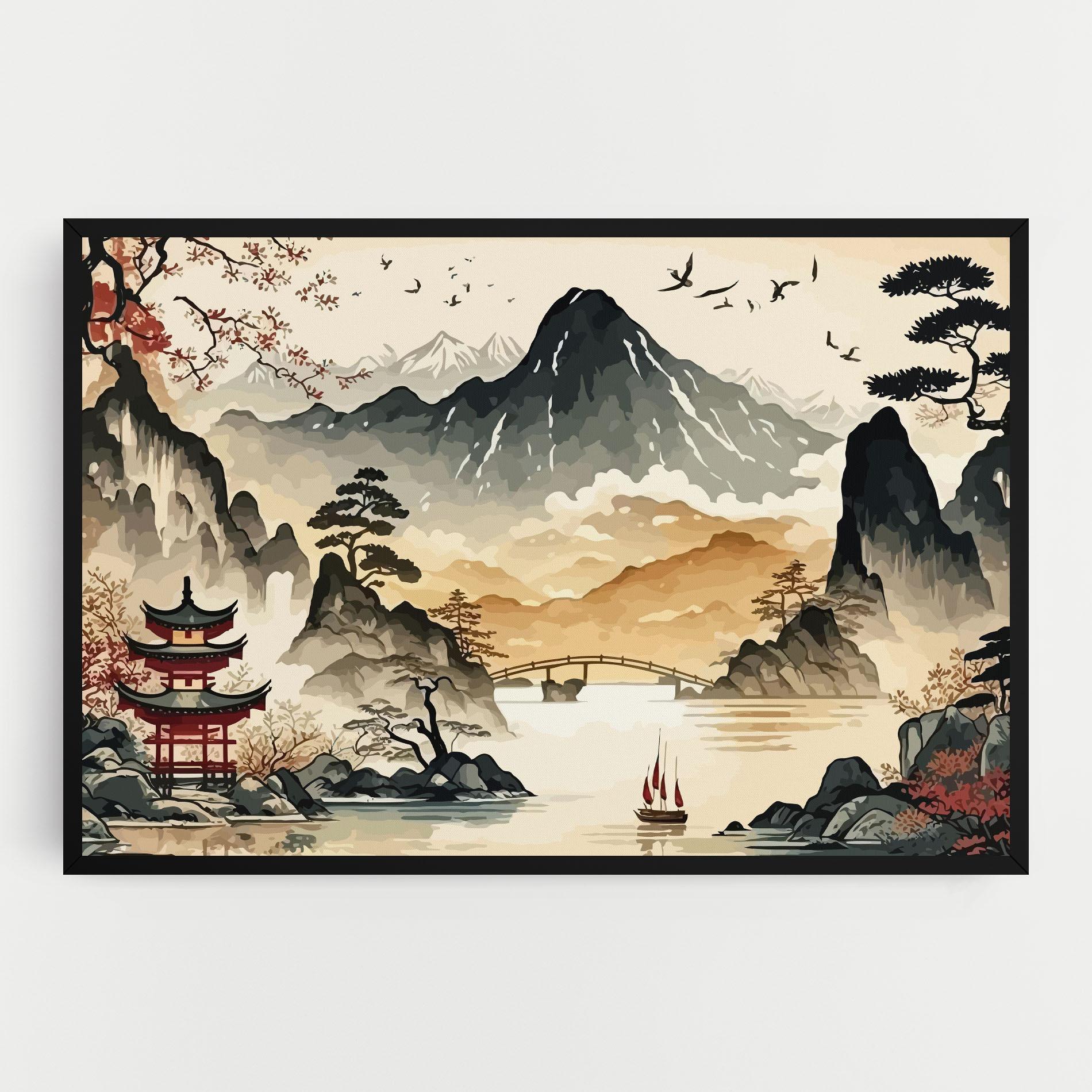 Картина на платно Asian Mountain View mockup 0