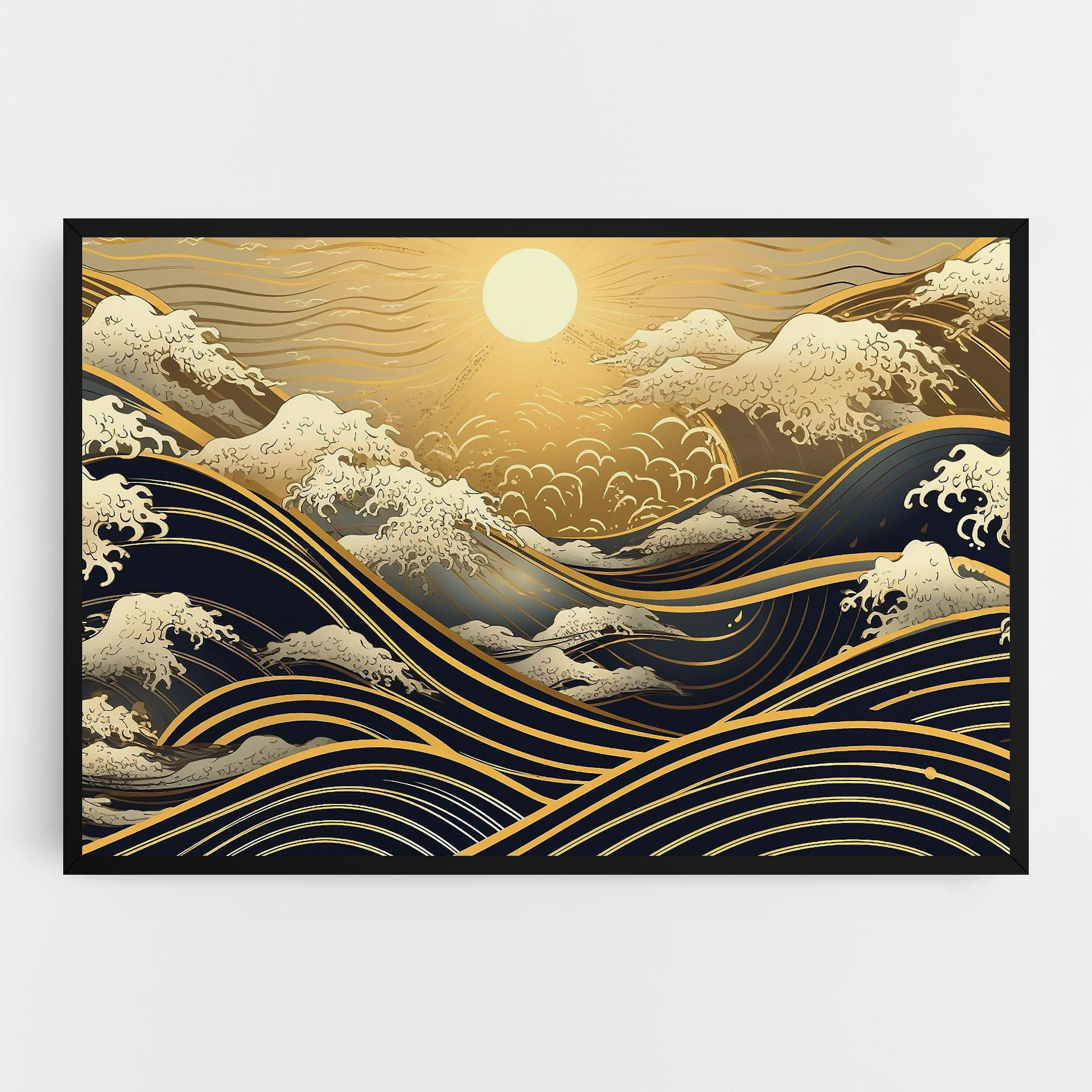 Картина на платно Gold Waves Landscape mockup 0